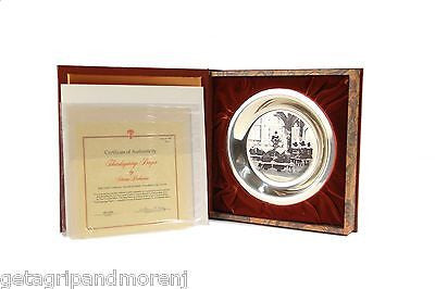 Franklin Mint 1974 Thanksgiving Plate - Solid Sterling Silver Collectible Holiday Dinnerware for Festive Table Setting