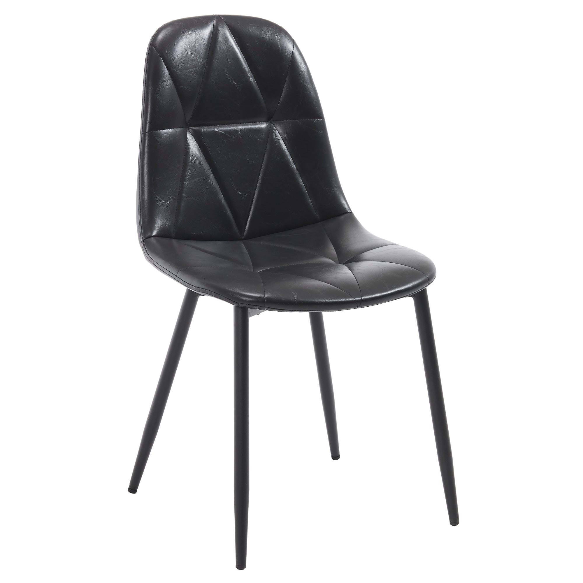 4-Piece Modern Upholstered Faux Leather Dining Chair Set with Metal Legs & High Back - Black Kitchen & Dining Room Chairs - Easy Assembly & Cleaning - Perfect for Home, Restaurant & Office Use