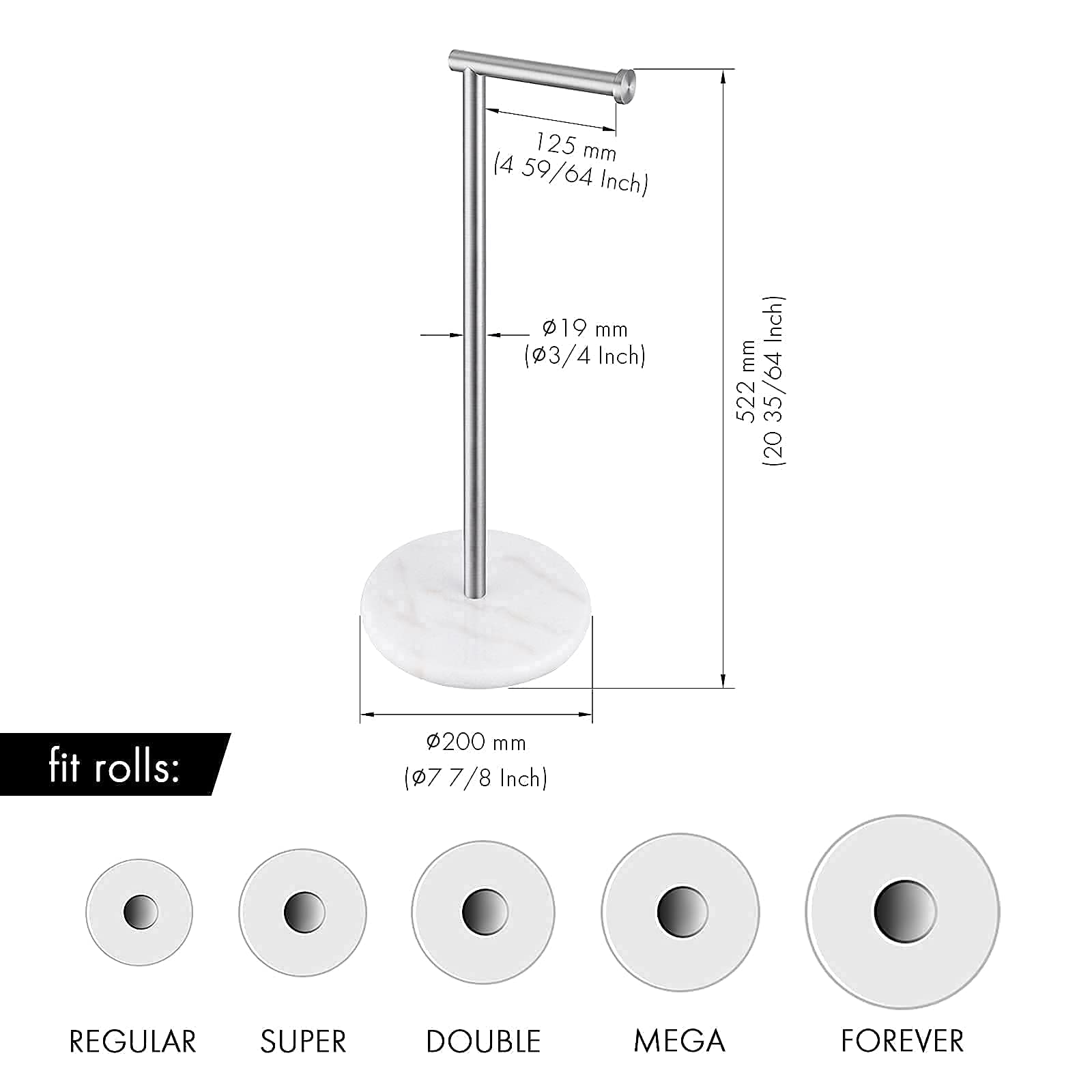 KES Natural Marble Toilet Paper Holder & Kitchen Paper Towel Stand Set - Brushed Nickel Finish (BPH284S1-2 + KPH100-2) | Bathroom & Kitchen Organization | Perfect for Modern Homes and Luxury Spaces