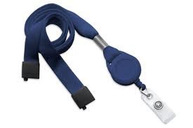 Navy Blue Badge Reel Lanyards for ID Cards & Keys