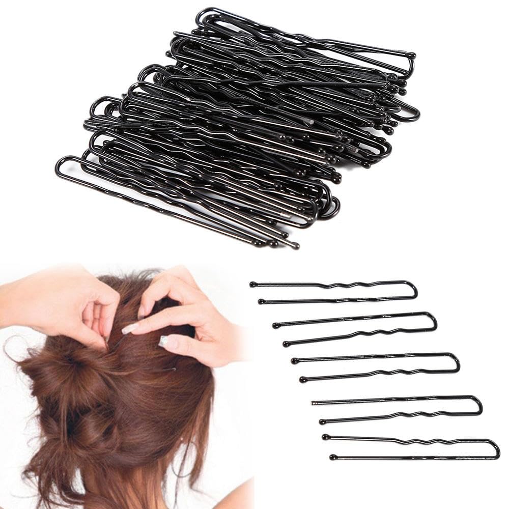 Ayushicreationa U-Shaped Hair Pins for Women & Girls - 50pcs Black Hair Clips for Buns, Updos, French Twist & Wavy Hairstyles | Secure Hair Grip for Everyday, Wedding & Party Hairstyles