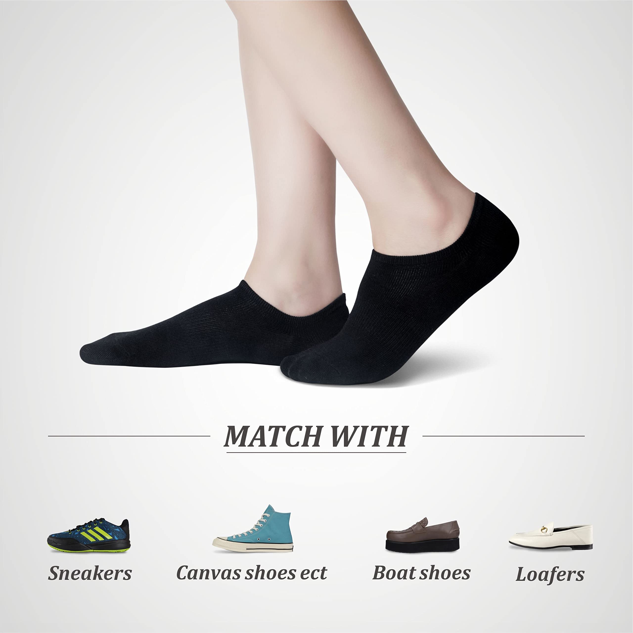 No Show Socks for Women - 6 Pairs Low Cut Invisible Liner Non-Slip Athletic Boat Socks - Perfect for Running, Sneakers & Casual Wear