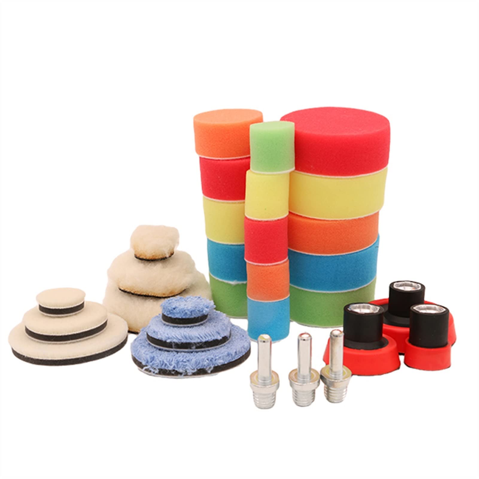 **30Pcs Car Foam Polishing Pad Kit (1-2-3inch) for Drill Buffing, Headlight & Wheel Restoration – Perfect for Auto Detailing & DIY Polishing**