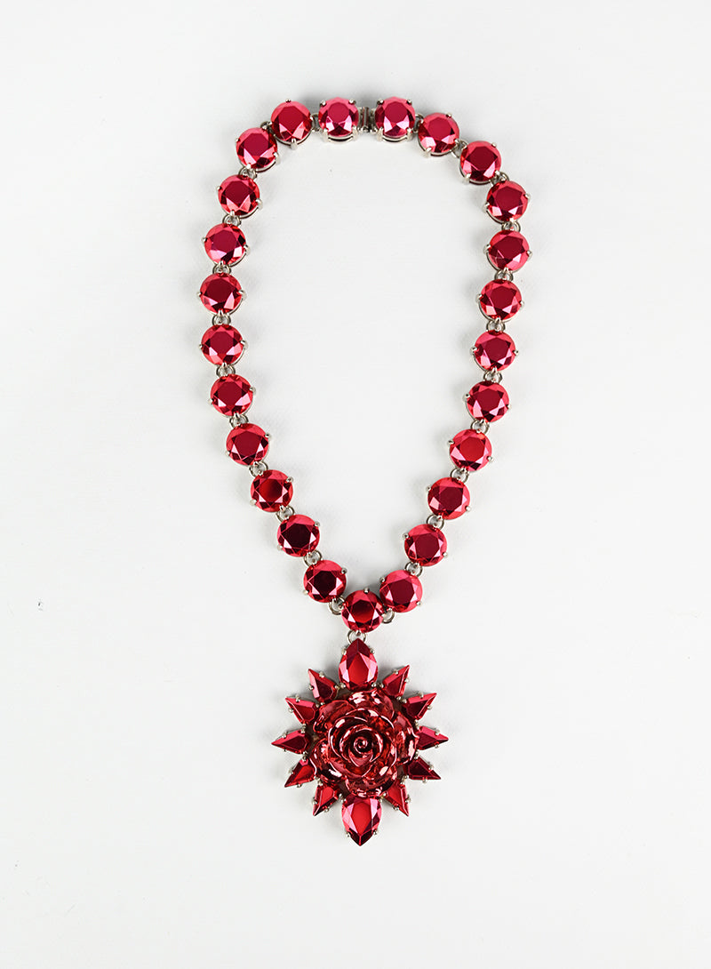 Prada Maxi Crystal Flower Necklace - Luxury Rhinestone Collar for Women | Perfect for Evening Parties, Weddings & Special Occasions