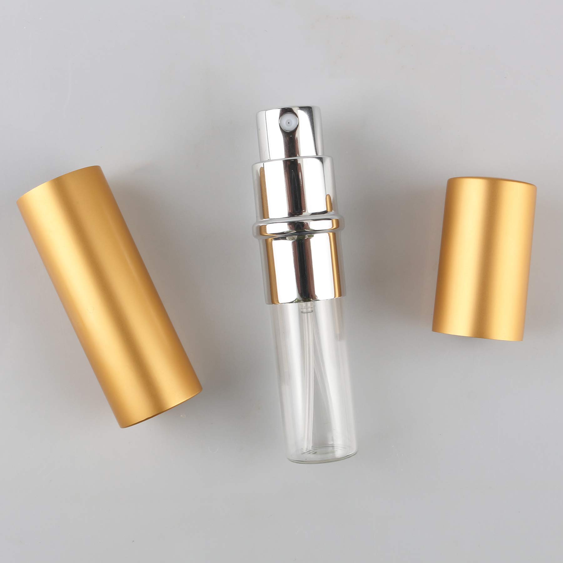 PQPAUTY 6-Pack Mini 5ml Refillable Glass Perfume Atomizer - Travel Size Aluminum Perfume Spray Bottle for Women & Men - Perfect for Gym, Travel, Office & Daily Fragrance Refills