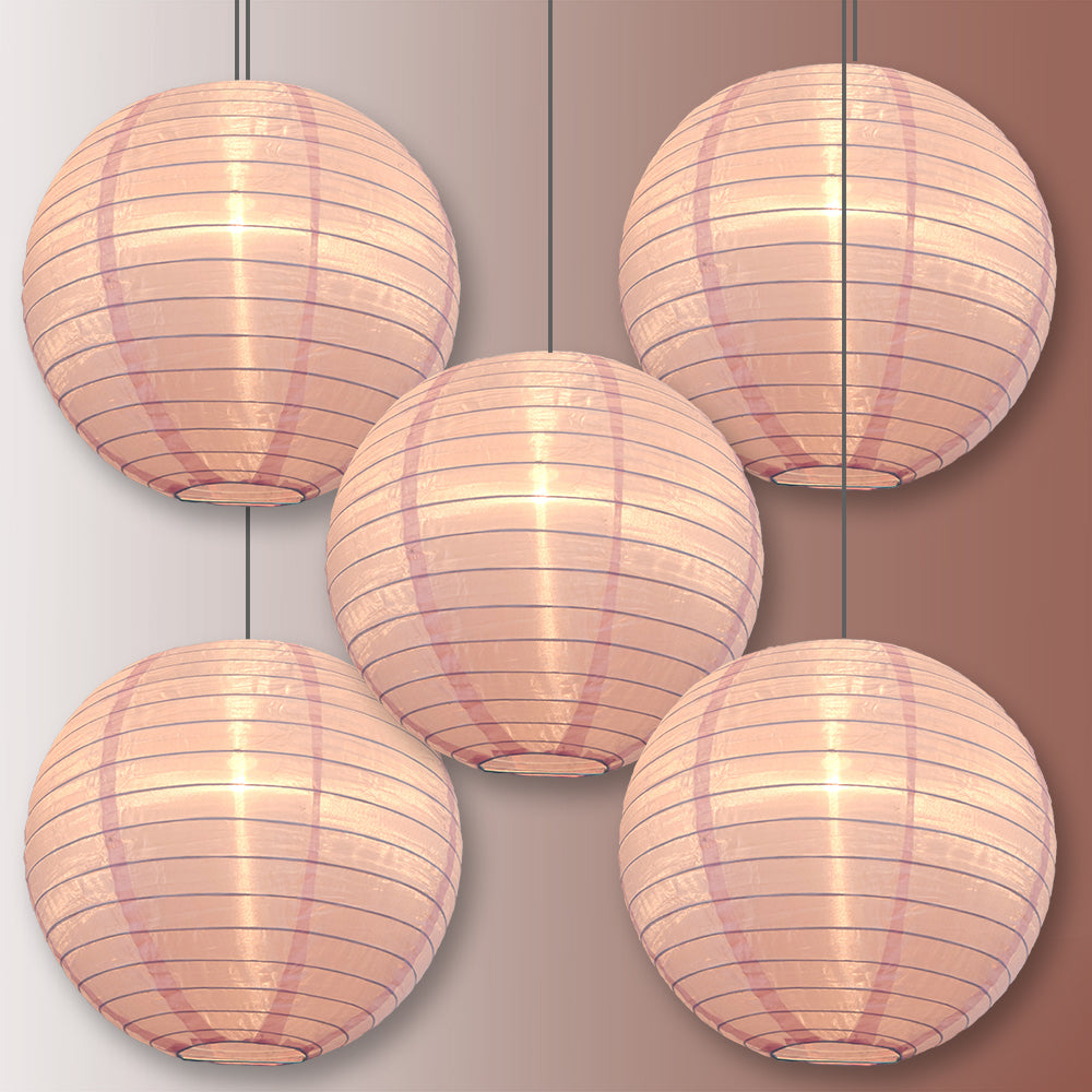 5 Pack Pink Shimmering Nylon Lanterns - 14
