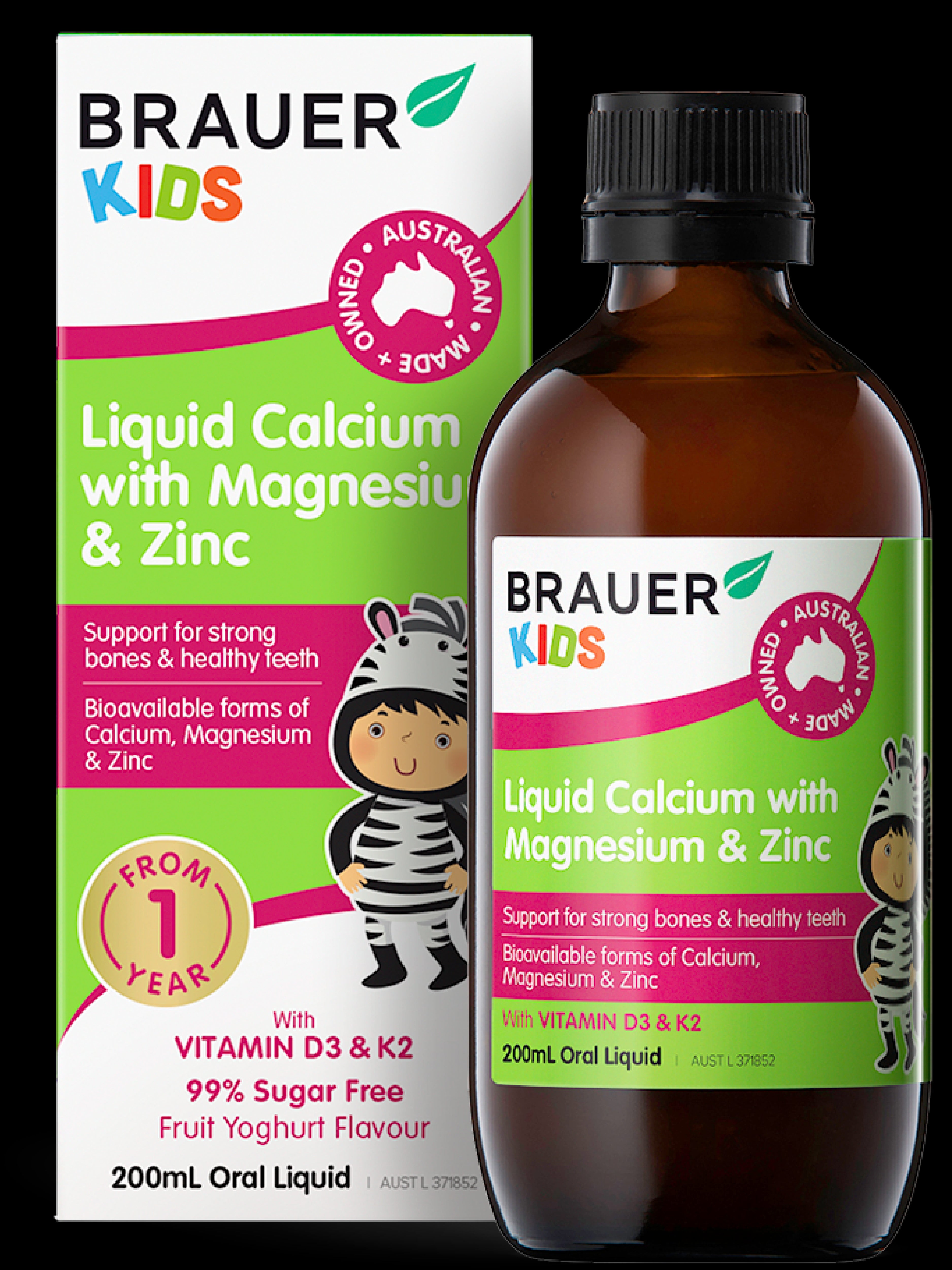 Brauer Baby & Kids Liquid Calcium Magnesium Zinc Supplement - Supports Healthy Growth & Immune System - Ideal for Infants & Toddlers - Perfect for Daily Nutrition & Immune Support