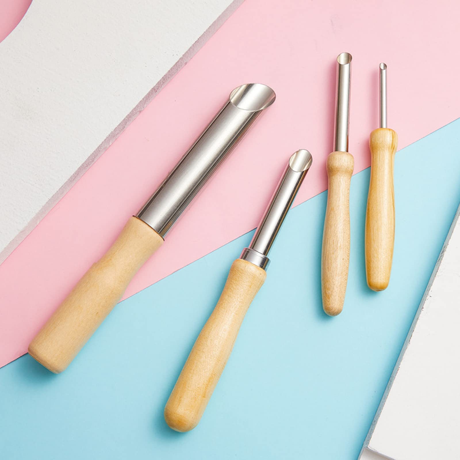 8 Pcs Pottery Clay Tools Set - LyfLux Wooden Circular Hole Cutters, Sculpting Needles, Scrapers & Feather Wire Texture Tools for Ceramics, Sculpture & DIY Art Projects - Perfect for Pottery Making, Clay Modeling & Handcrafting