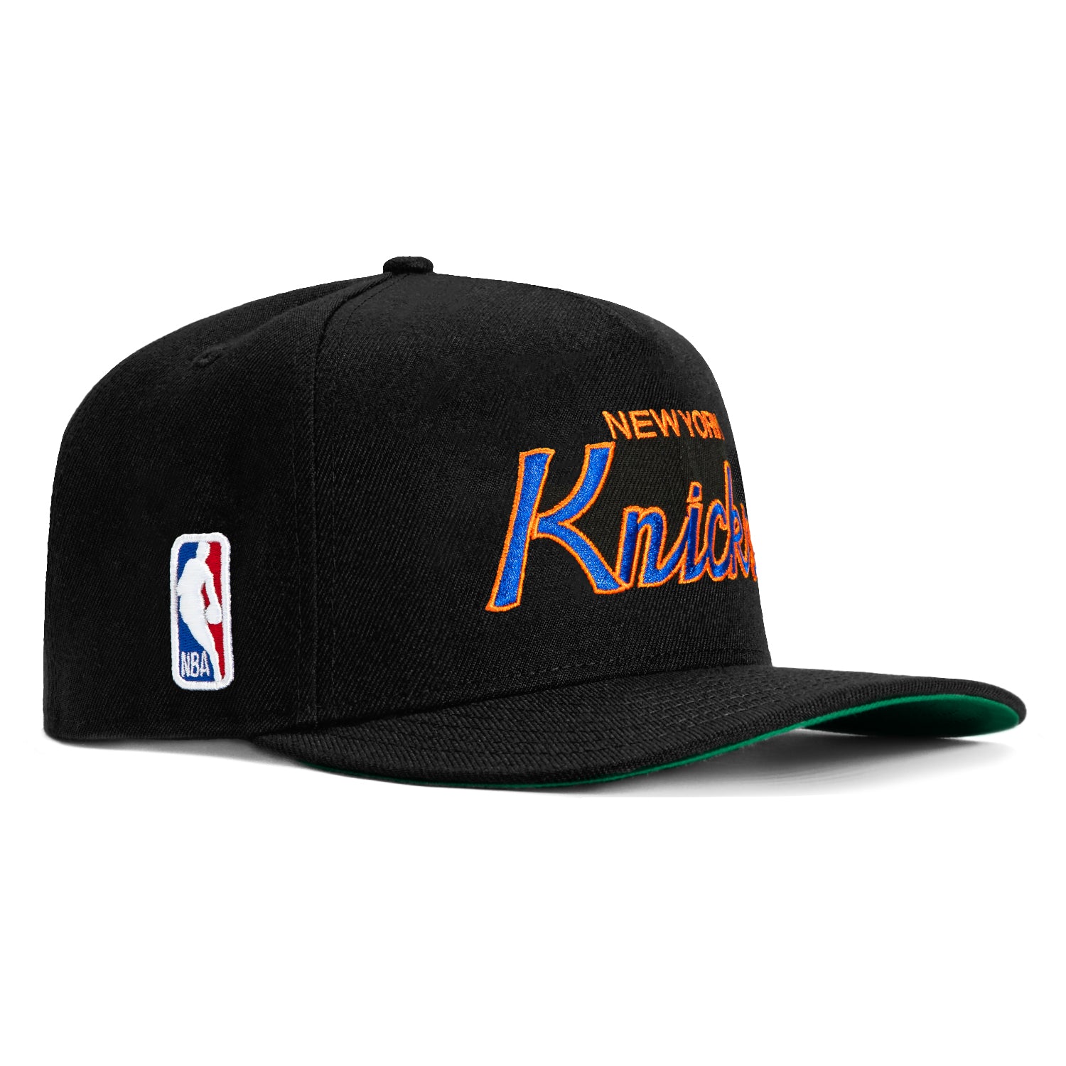 New Era 9Seventy New York Knicks Script Stretch Snapback Hat - Black | Adjustable Baseball Cap for Men & Women | Perfect for Basketball Games, Streetwear Fashion & Casual Outfits