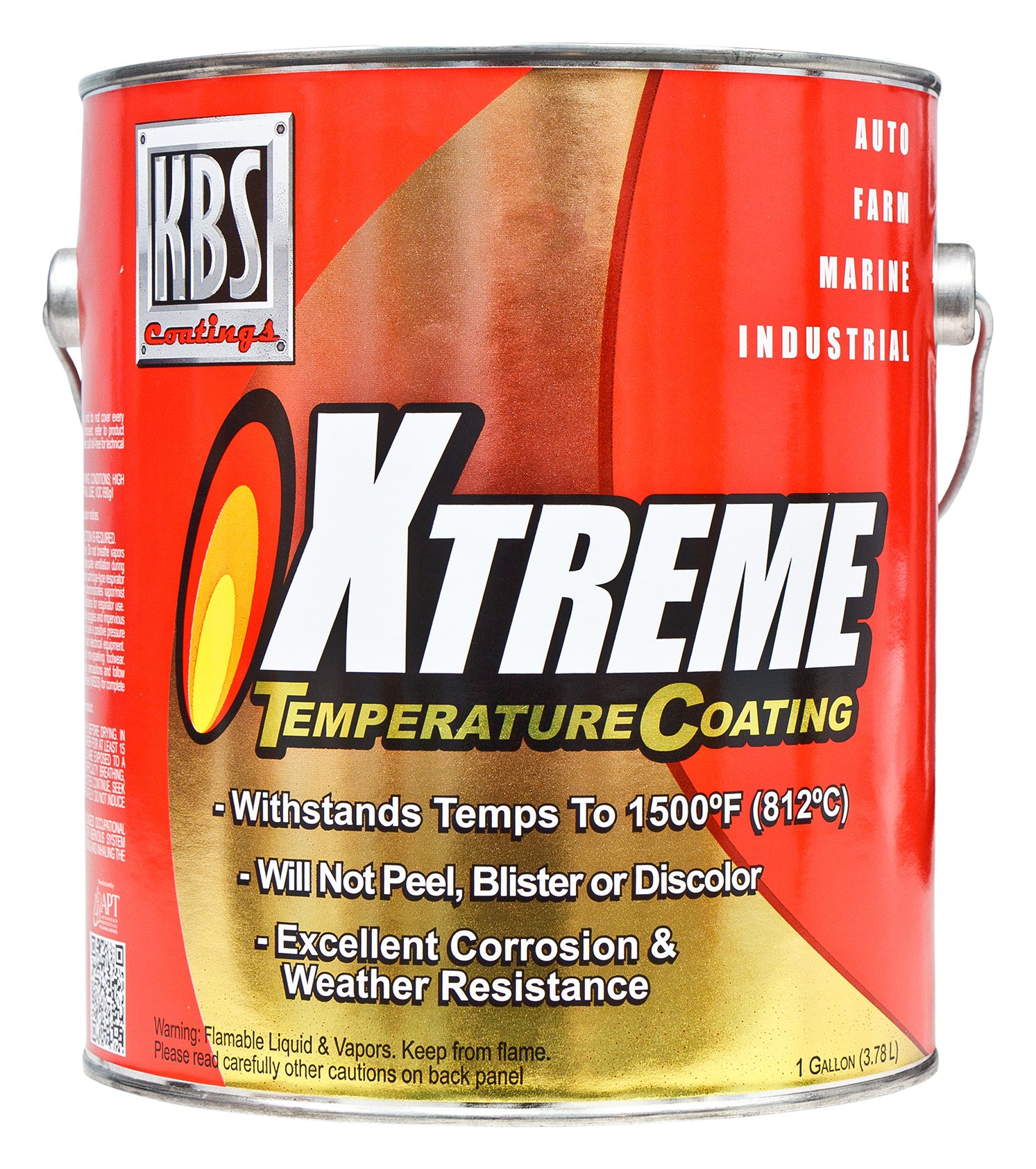 KBS Coatings 65528 Pure White High-Temperature Paint - 1 Gallon for Automotive, Industrial & Marine Applications | Heat Resistant Coating up to 1200°F