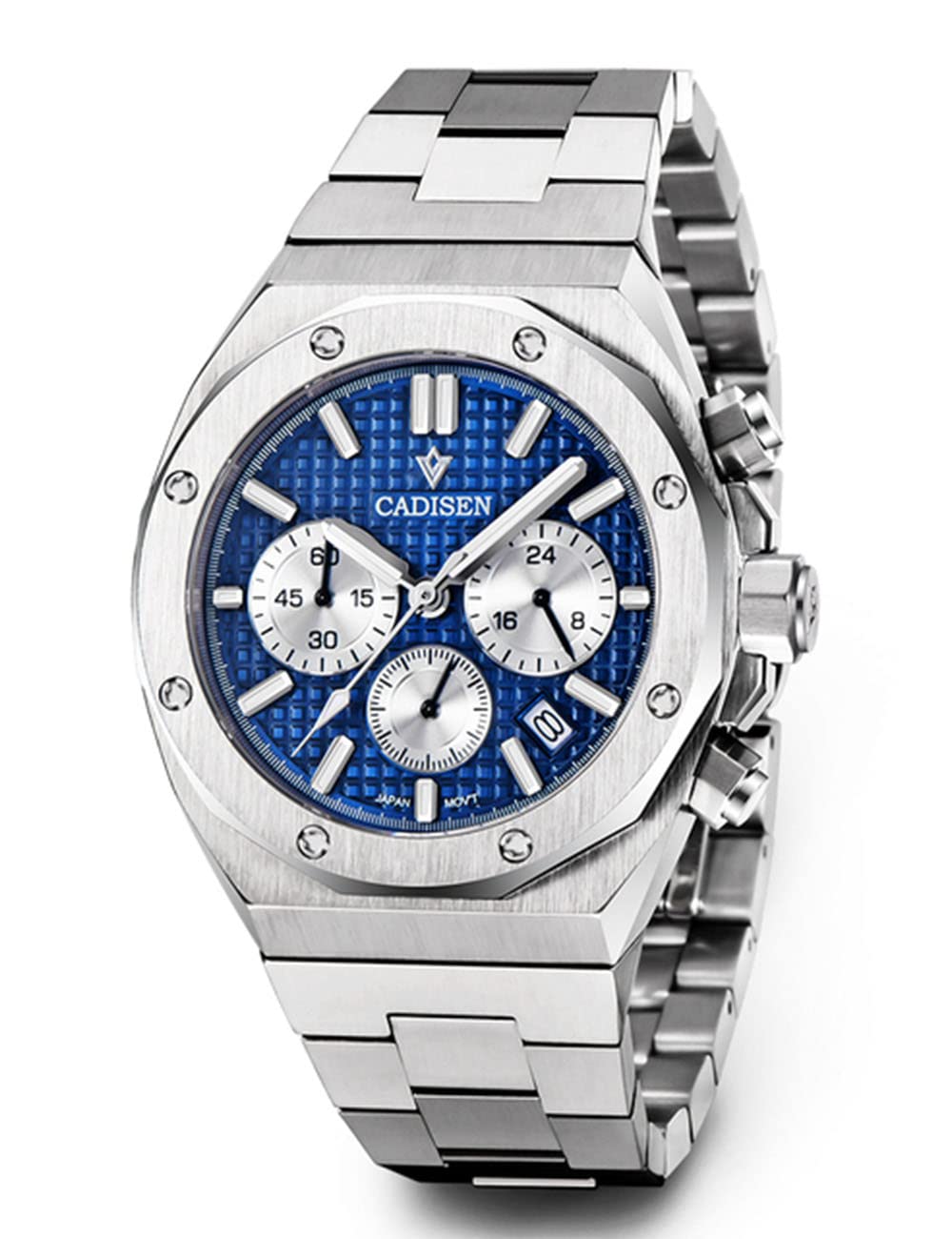 CADISEN Men's Quartz Watch - Stainless Steel Sports Chronograph with Sapphire Glass, Waterproof & Durable - Perfect for Casual, Business & Outdoor Activities