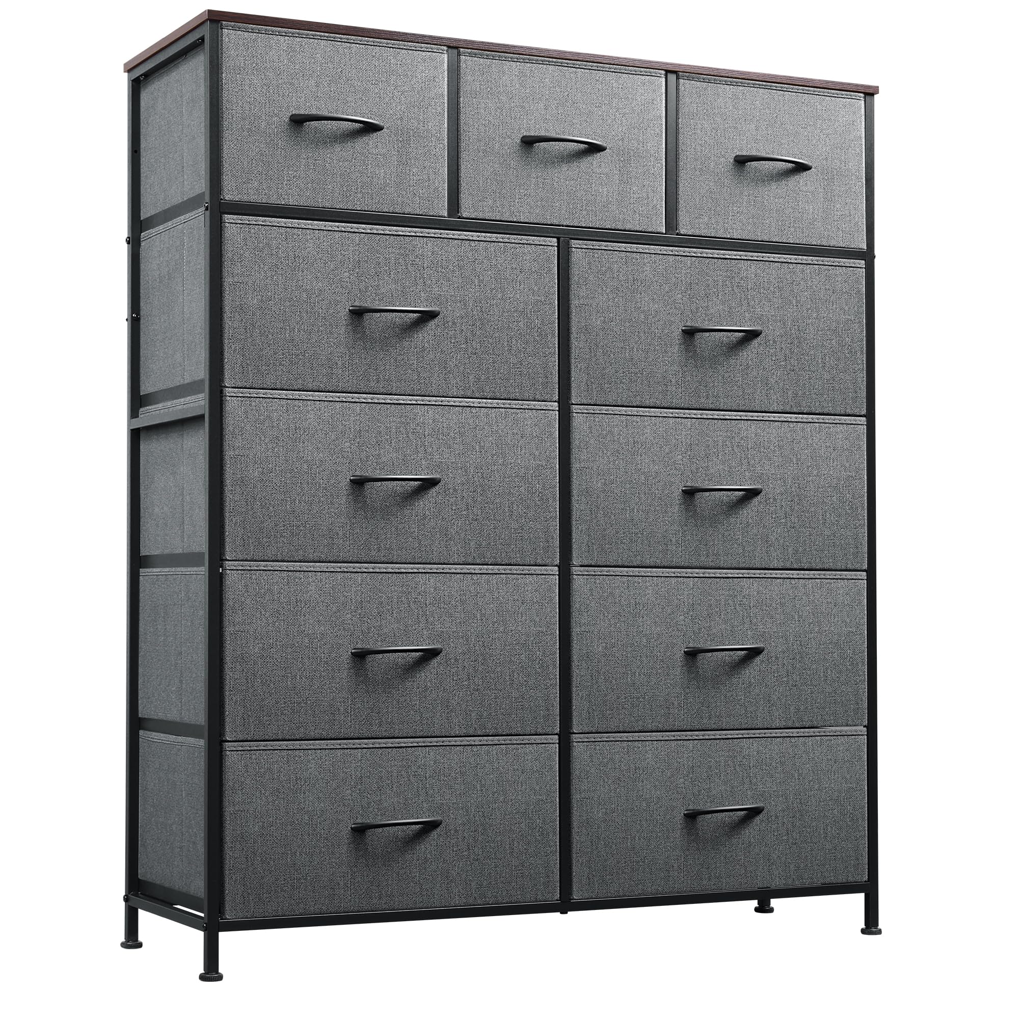 WLIVE 11-Drawer Fabric Dresser Storage Tower with Steel Frame & Wood Top - Tall Dresser Organizer for Bedroom, Closet, Hallway - Perfect for Clothing, Linens & Home Organization