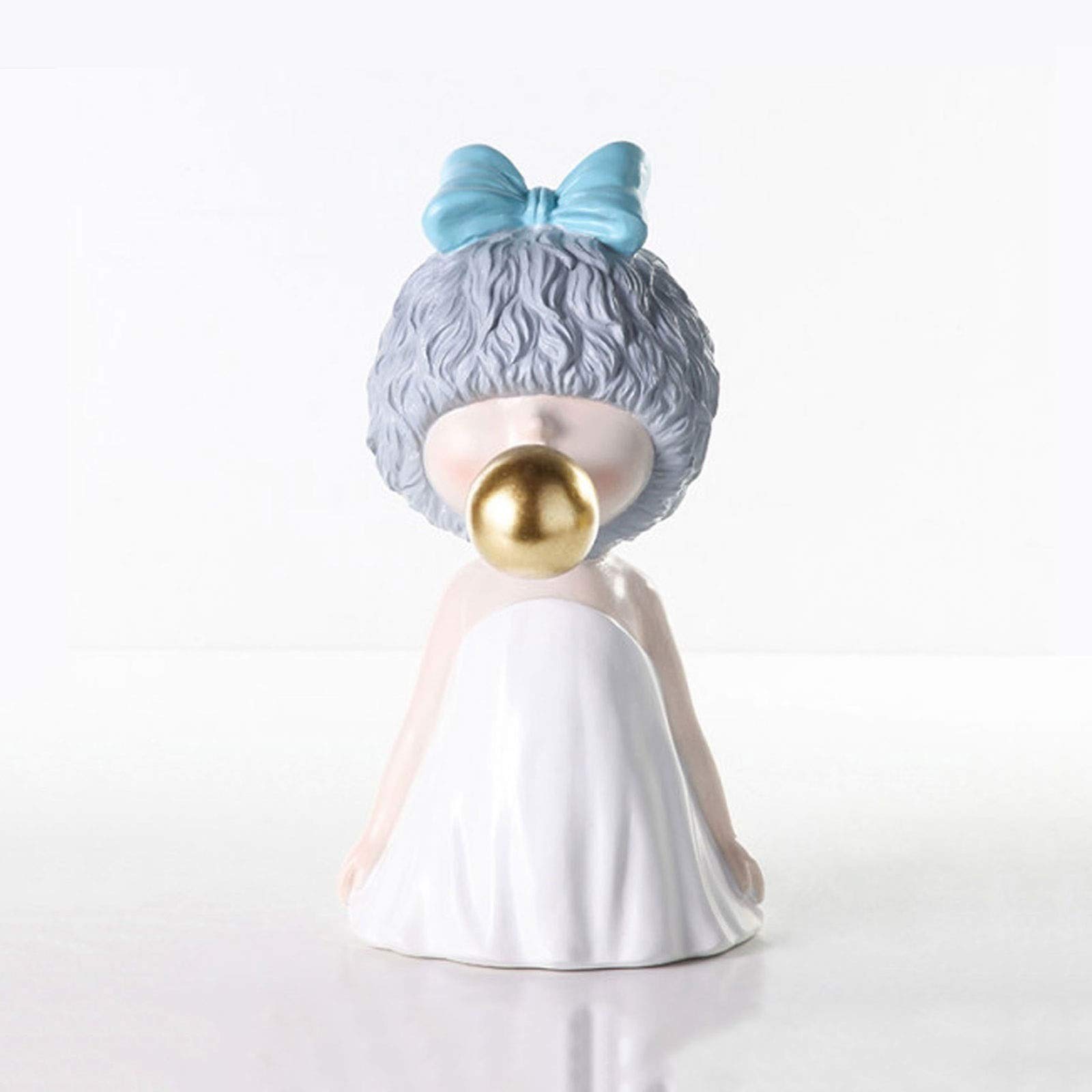Blowing Bubbles Girl Resin Statue - Modern Home Decor Sculpture for Living Room, Tabletop, Office & Gift - Elegant Handcrafted Figurine for Home Decoration, Wedding Present & Interior Design Accent