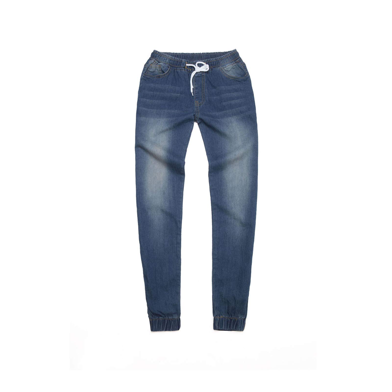 Women's Mid Rise Denim Jeans with Lace Waistband - Casual Stretch Pocket Pants for Everyday Wear | Perfect for Work, Outings & Relaxing