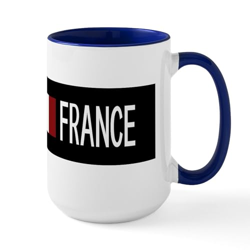 White/Navy Inside - France: French Flag & France Large Mug