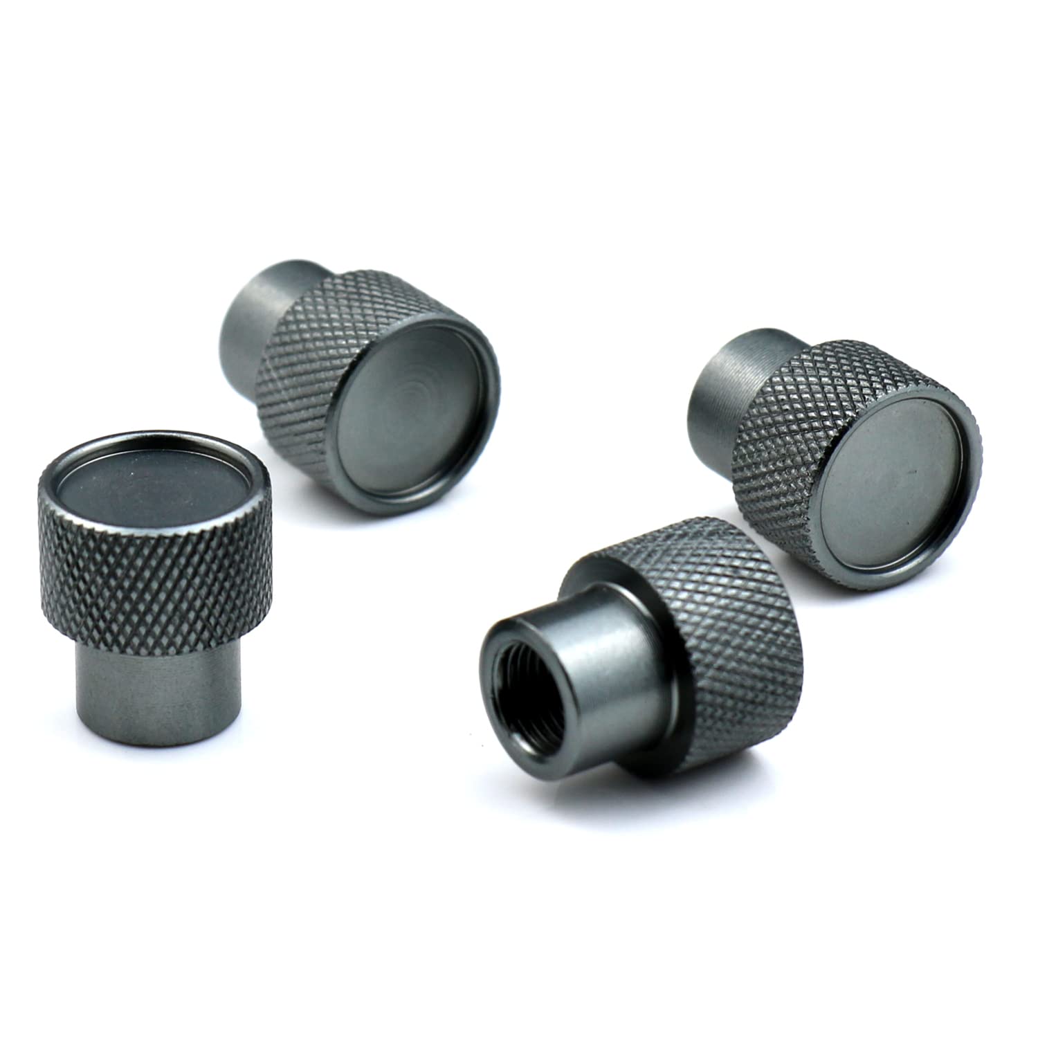 Bashineng 4-Piece Aluminum Valve Stem Caps Set - Universal Fit for Cars, SUVs, Trucks, Bikes & Motorcycles (Gray) - Durable Tire Accessories for All-Season Protection & Style Enhancement