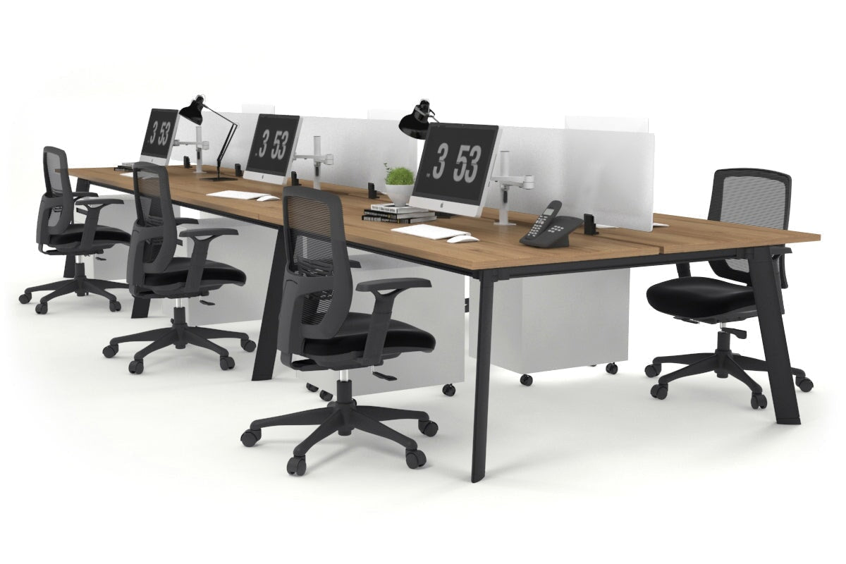 6-Person Black Frame Workstation with Cable Management - 1800L x 800W Office Desk for Team Collaboration & Open Workspaces