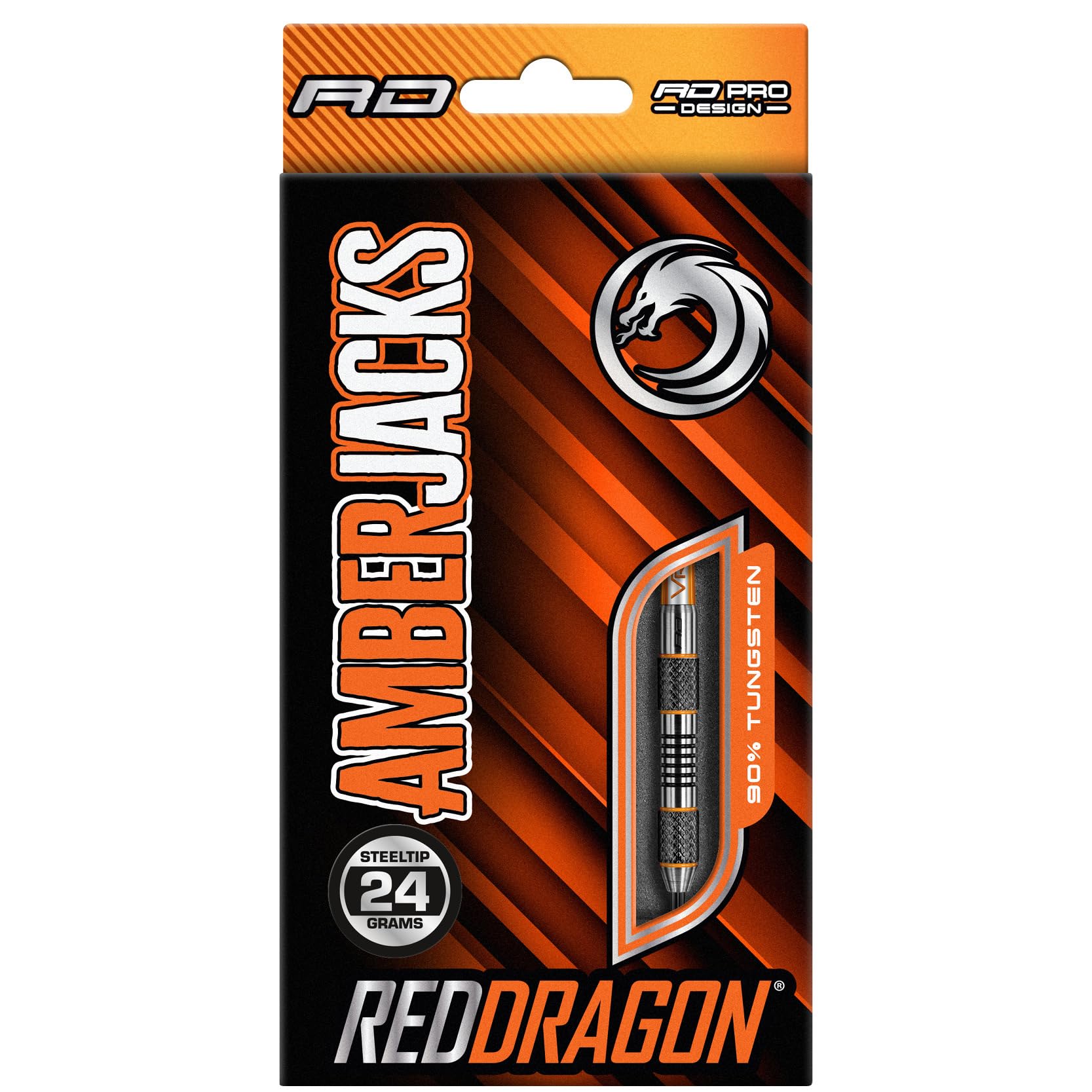 Premium Tungsten Steel Darts Set - Red Dragon Amberjacks 21g, 22g, 24g with Flights, Shafts, Wallet & Checkout Card - Perfect for Professional Darts Players & Home Game Rooms