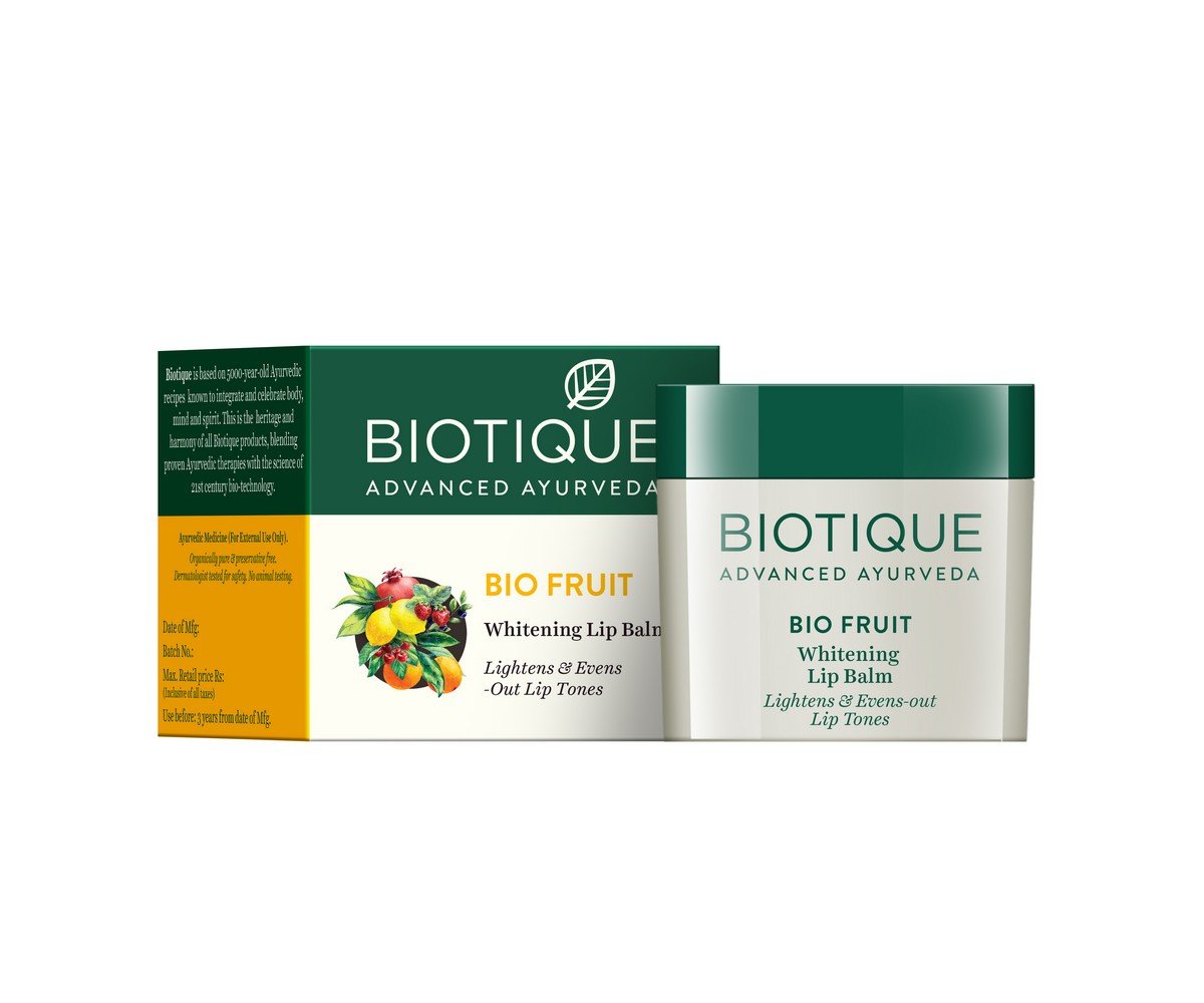 Biotique Bio Fruit Whitening Lip Balm 12g & Face Pack 75g - Natural Lip Care & Skin Brightening for Glowing Complexion | Perfect for Daily Beauty Routine & Special Occasions