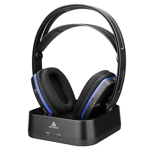Artiste D2 2.4GHz Wireless TV Headphones with HiFi Deep Bass & Transmitter Dock - Perfect for Home Theater, Late Night Watching and Gaming