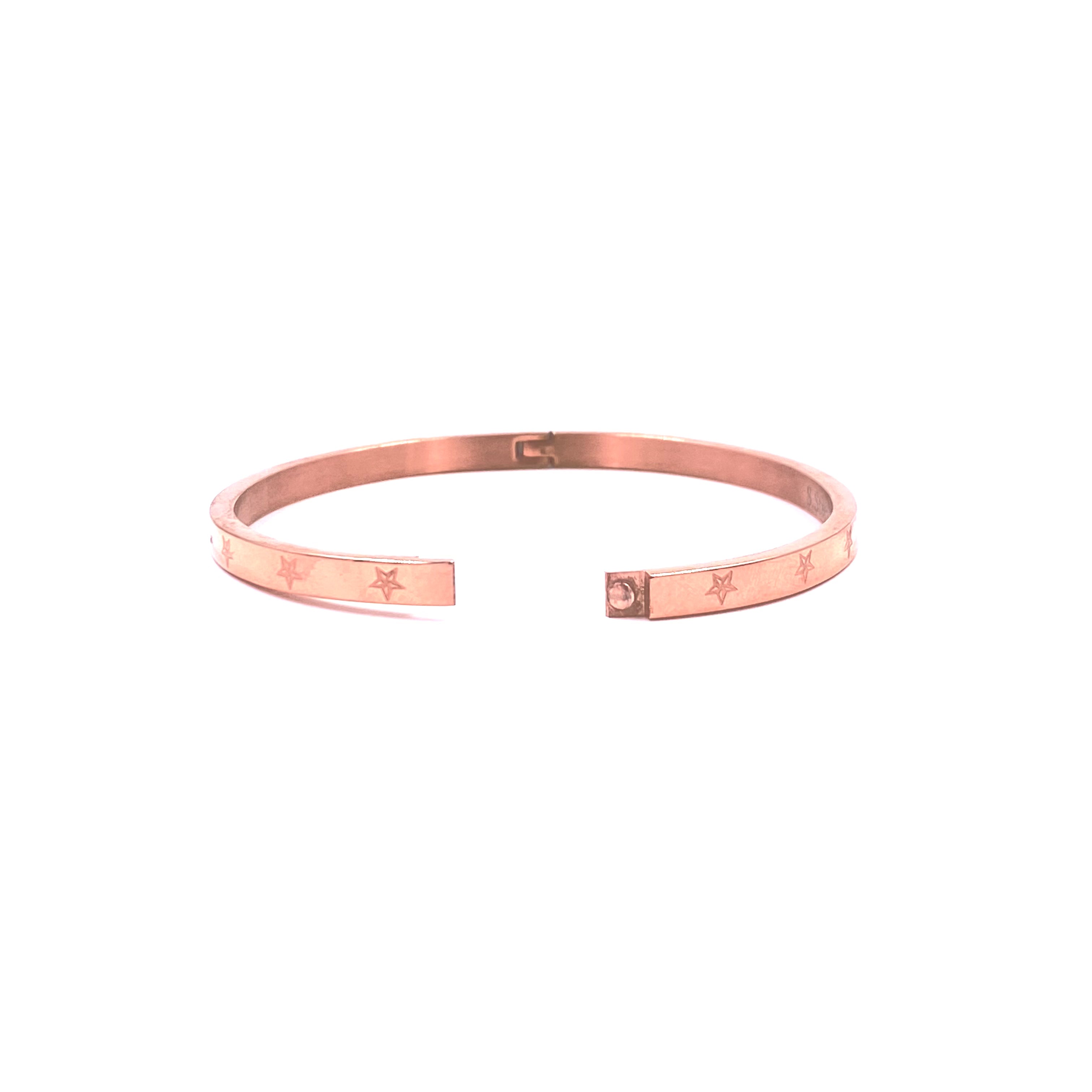Ashley Gold Stainless Steel Rose Gold Plated Star Design Bangle Bracelet for Women - Elegant Fashion Jewelry Gift for Birthday, Anniversary & Special Occasions