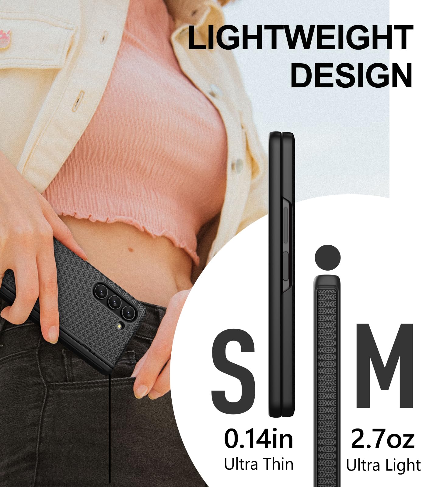 Samsung Galaxy Z Fold 5 Case with Screen Protector & Hinge Protection - Slim Fit Shockproof Lightweight Durable Hard PC Cover for Galaxy Z Fold 5 5G (2023) - Perfect for Work, Travel & Everyday Use - Black