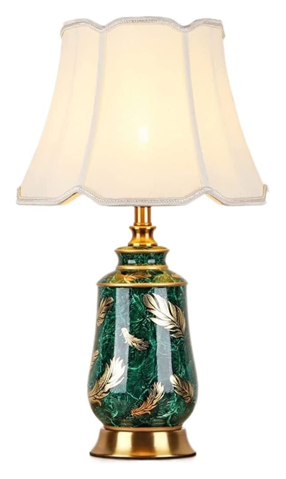 Green Ceramic Table Lamp - European-Style Hand-Painted Desk & Bedside Lamp for Bedroom, Hotel, Living Room, Study & Nightstand - Perfect for Cozy Reading & Ambient Lighting (Color: A)