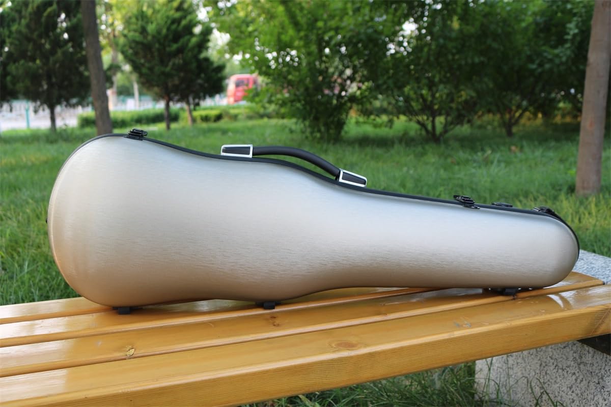 Premium 4/4 Full Size Carbon Fiber Violin Case - Lightweight Hard Shell Flight Case with Hygrometer, Anti-Scratch Protection & Backpack Straps (Silver) | Perfect for Travel, Performances & Professional Musicians