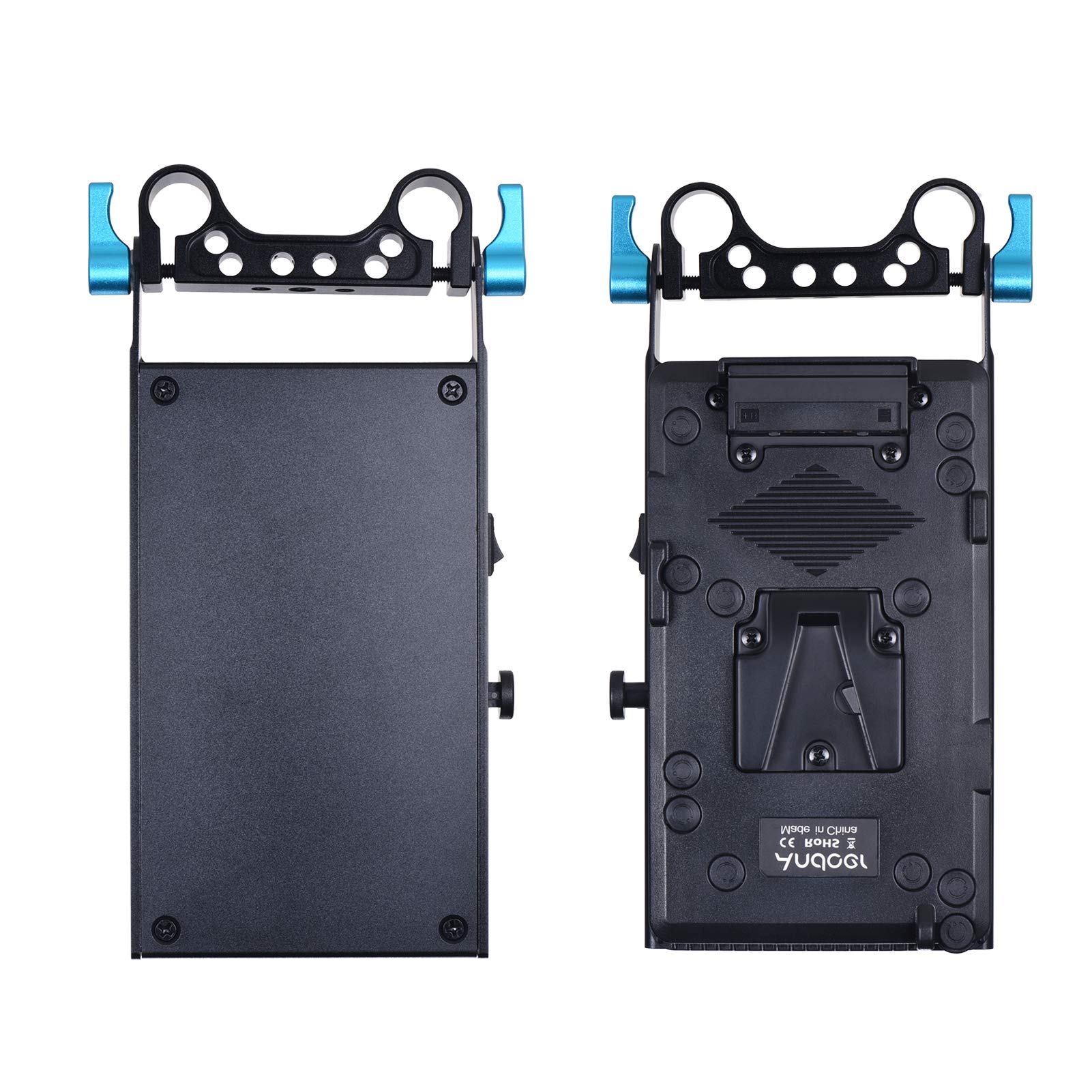 Andoer V Mount V-Lock Battery Plate Adapter with 15mm Dual Hole Rod Clamp - NP-FW50 Dummy Battery Converter for Sony A7 Series, BMPCC, BMCC & Cameras - Power Your Monitor, Audio Recorder & Film Equipment
