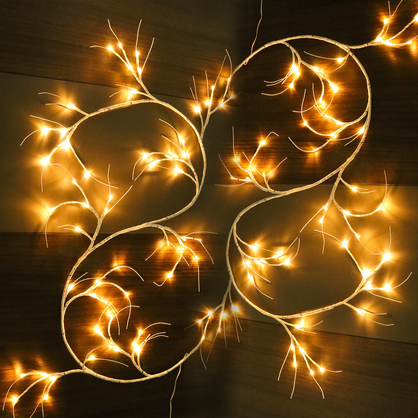 Mini LED Birch Garland - 6FT Warm White Fairy Lights with Remote for Christmas Decor, Home & Bedroom