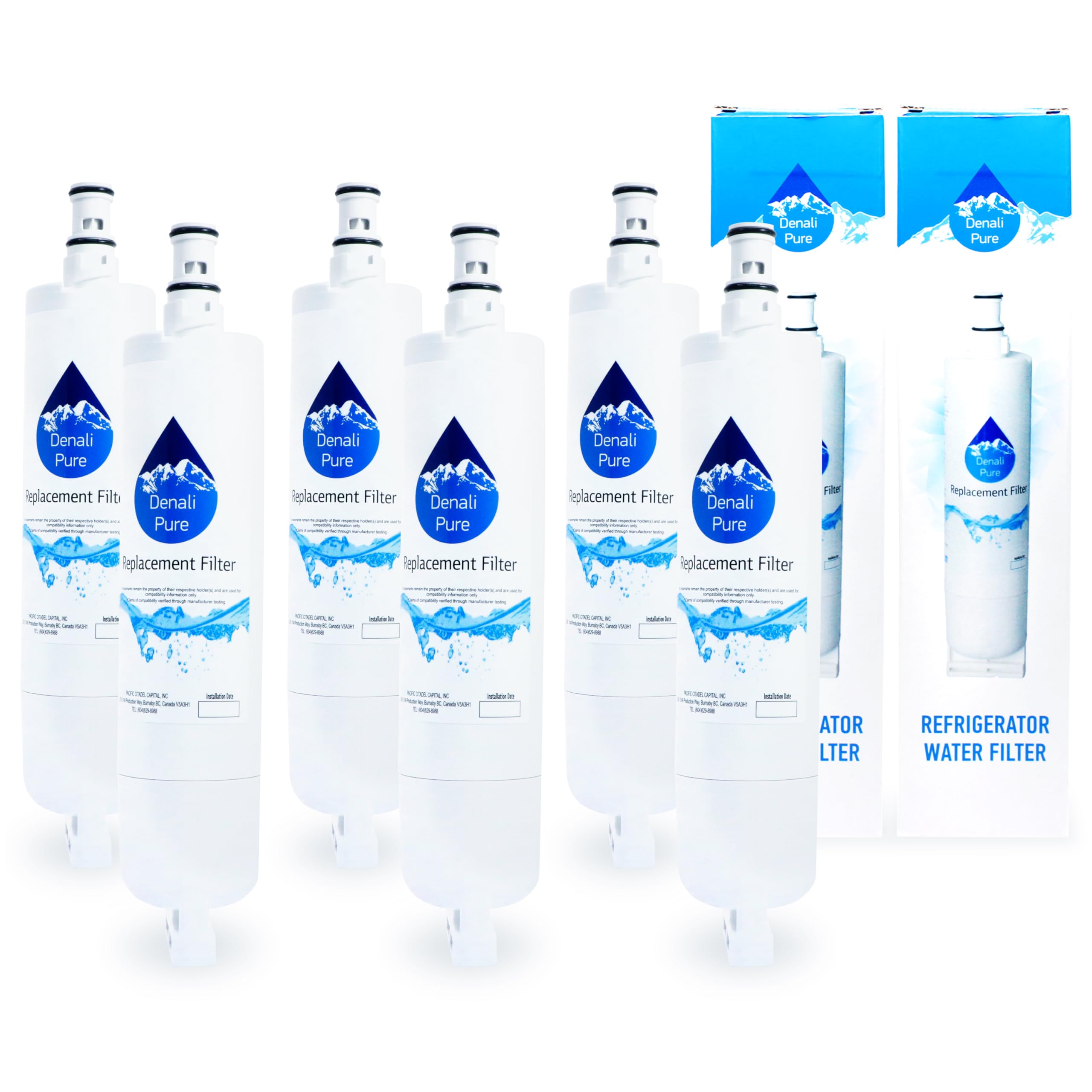 6-Pack Whirlpool GS2SHGXLQ01 Refrigerator Water Filter Replacement - Compatible with Whirlpool 4396508, 4396510 Fridge Water Filter Cartridge | Clean & Fresh Drinking Water for Home, Office, and RV Use