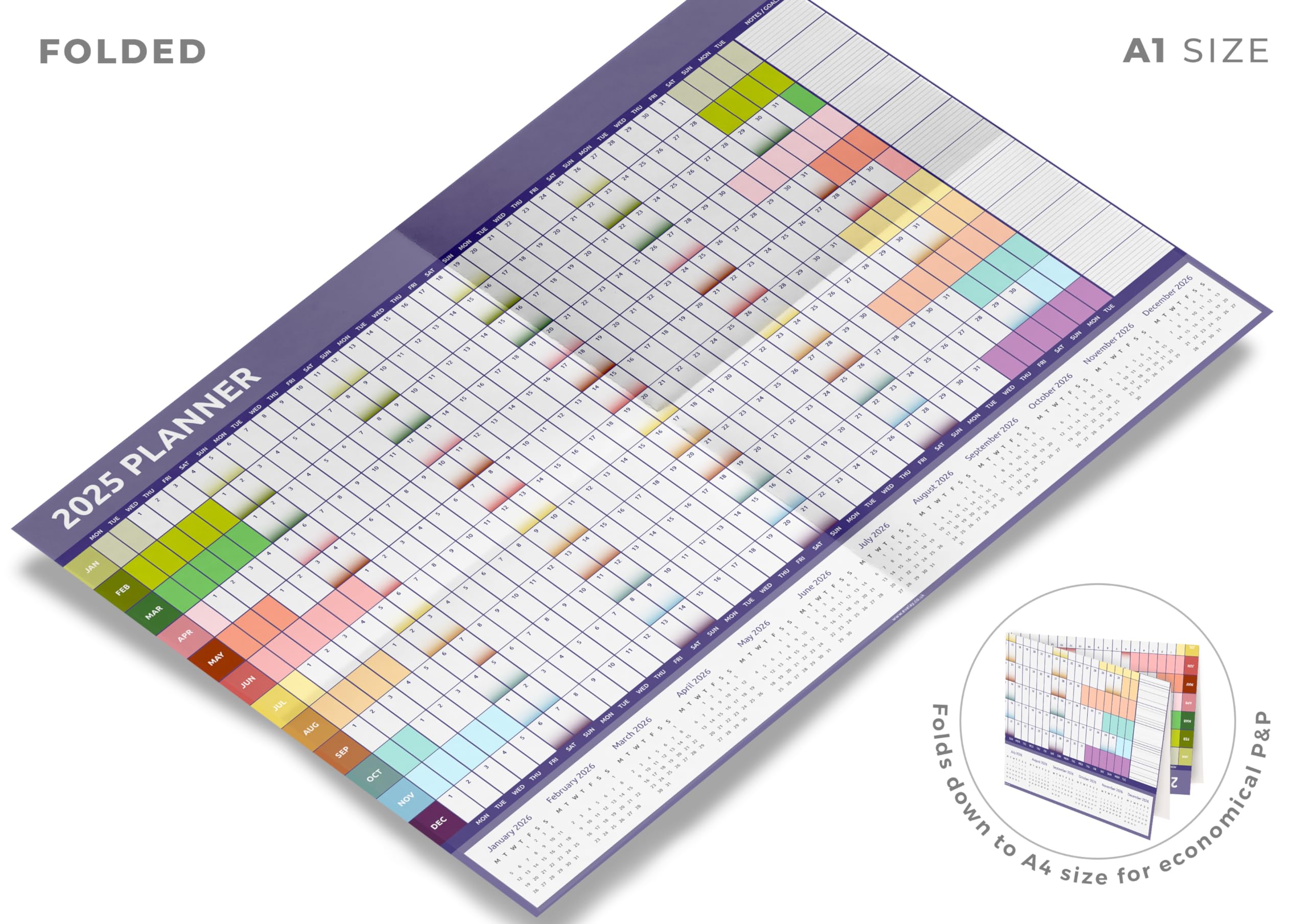 Evelay 2025 Wall Calendar Planner - Large A1 Size (84cm x 59cm) - Full Year at a Glance - Perfect for Home, Office & School Organization - Wall Decor & Productivity Tool