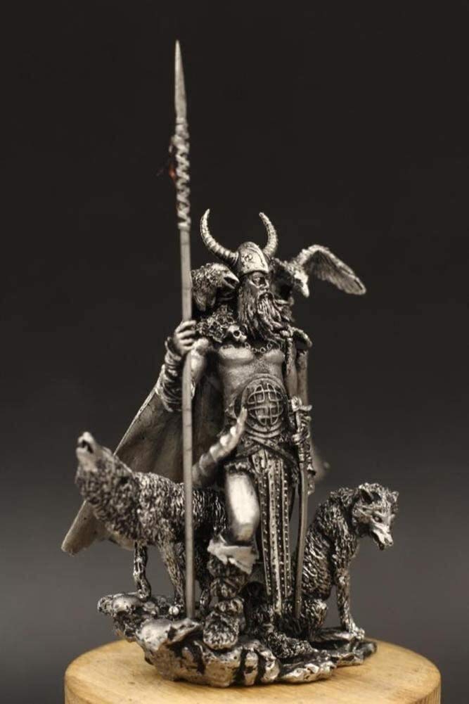 LQX Germanic God Statue - Ancient Warrior Sculpture, Mythical Magic Figure, Metal Craft Home Decor for Desk, Bookcase & Display | Perfect for Viking & Norse Mythology Enthusiasts