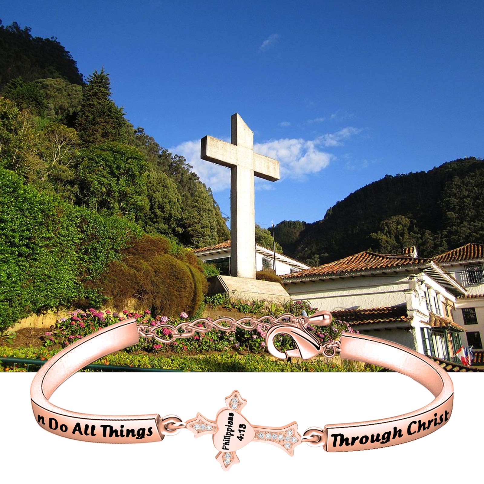 Philippians 4:13 Christian Bracelet - I Can Do All Things Cross Charm for Women | Faith Jewelry & Gifts