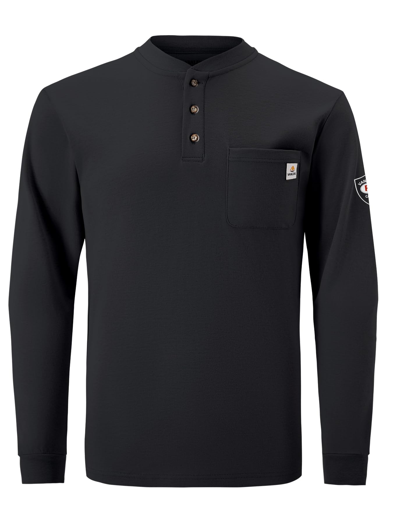 Flame Resistant Men's Shirts - Lightweight 6.5oz Long Sleeve Henley FR Shirts CAT2 NFPA2112 Compliant - Perfect for Industrial Work & Outdoor Safety Protection