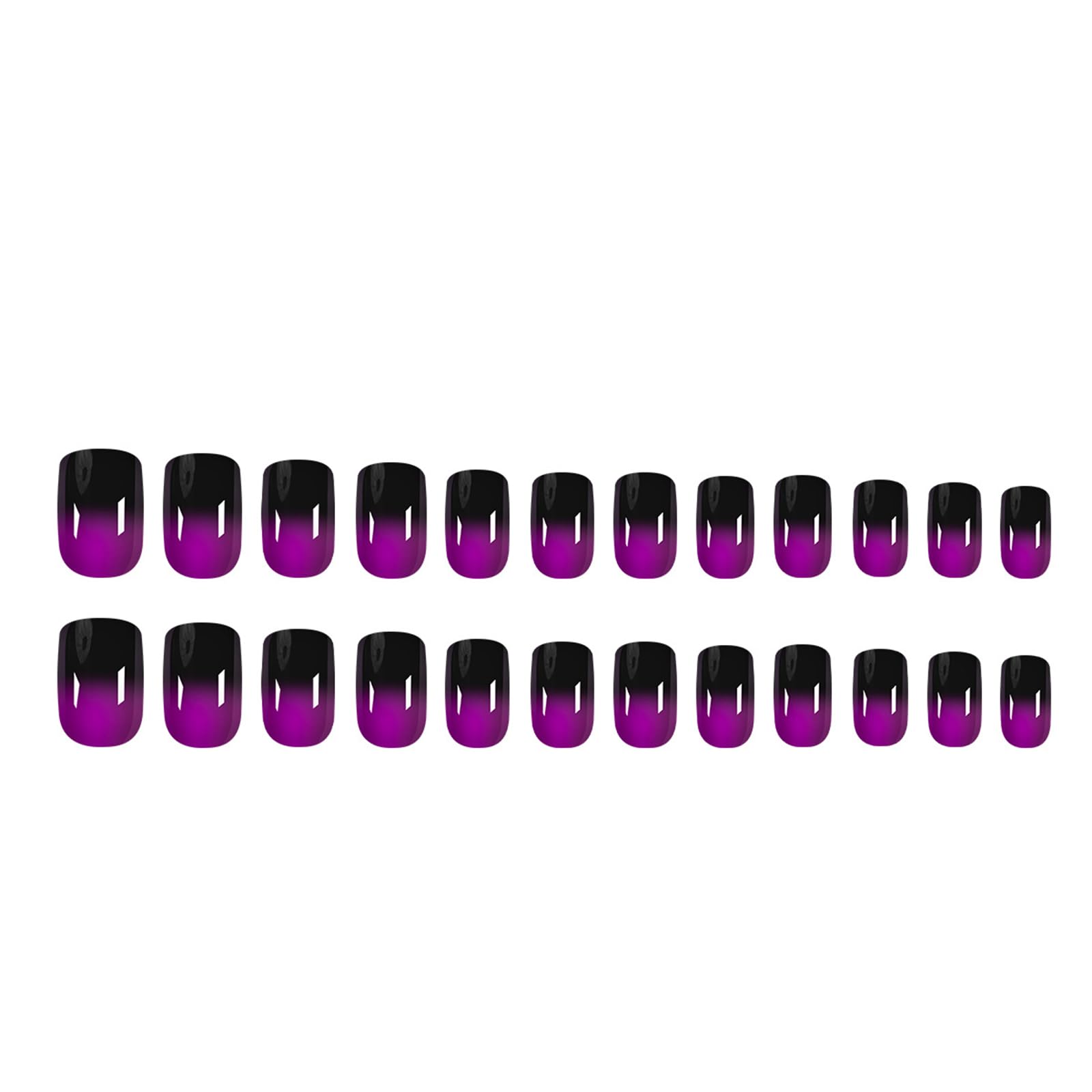 Gradient Purple Press on Nails - Short Square False Nails with Black French Tips - Glue on Nails Full Cover Acrylic Fake Nails Kit - Glossy & Durable 24Pcs for Women & Girls - Perfect for Daily Wear, Parties, Weddings & Special Occasions