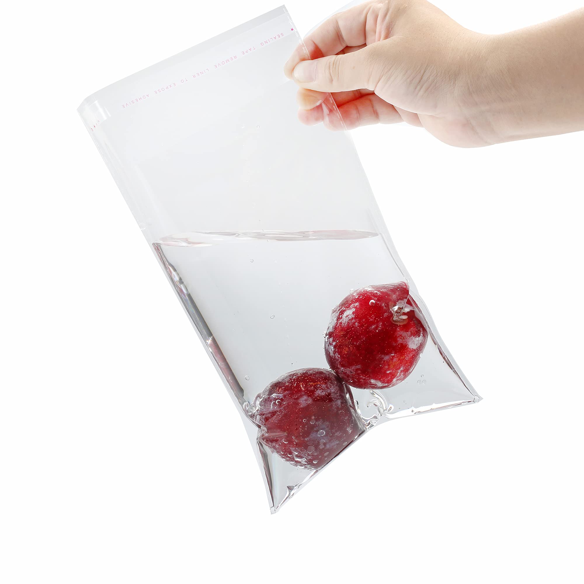 200PCS 4x6 Inch Clear Cellophane Bags - Self Sealing Resealable Adhesive Plastic Bags for Cookies, Candy, Gift Packaging - Perfect for Bakery Treats, Party Favors & Small Item Storage