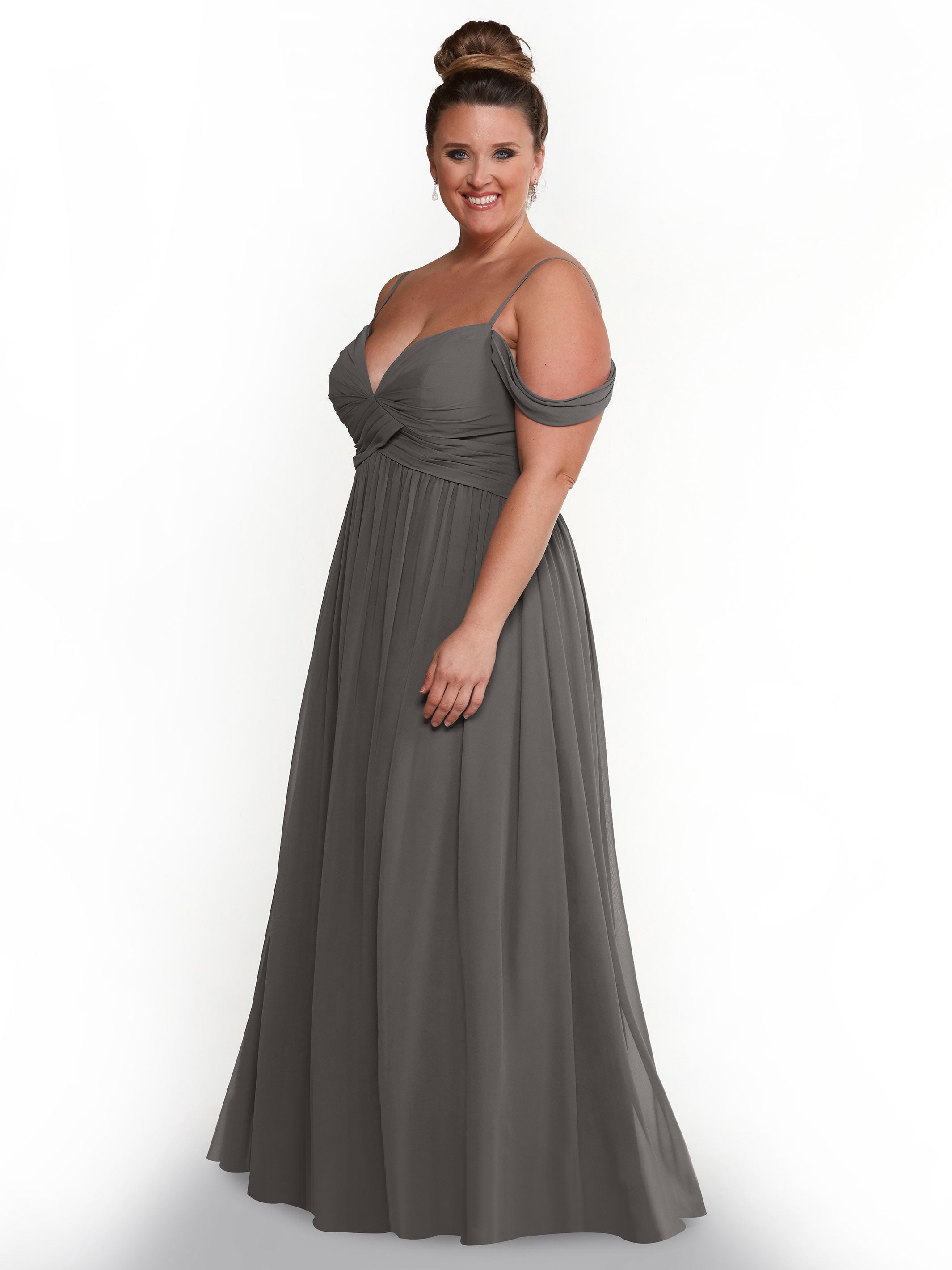 Elegant Off-the-Shoulder Chiffon Bridesmaid Dress with Spaghetti Straps - Perfect for Weddings, Formal Events & Special Occasions