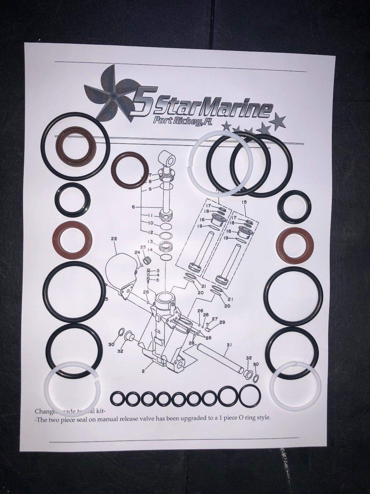 Yamaha Outboard Tilt Trim Showa Motor Seal Kit - Compatible with 115HP 150HP 175HP 200HP 225HP 250HP Engines (1997 & Up) - Replaces 63P-43800-00-4D, 64E-43822 - O-Ring FSM026 - Perfect for Marine Engine Repair & Maintenance