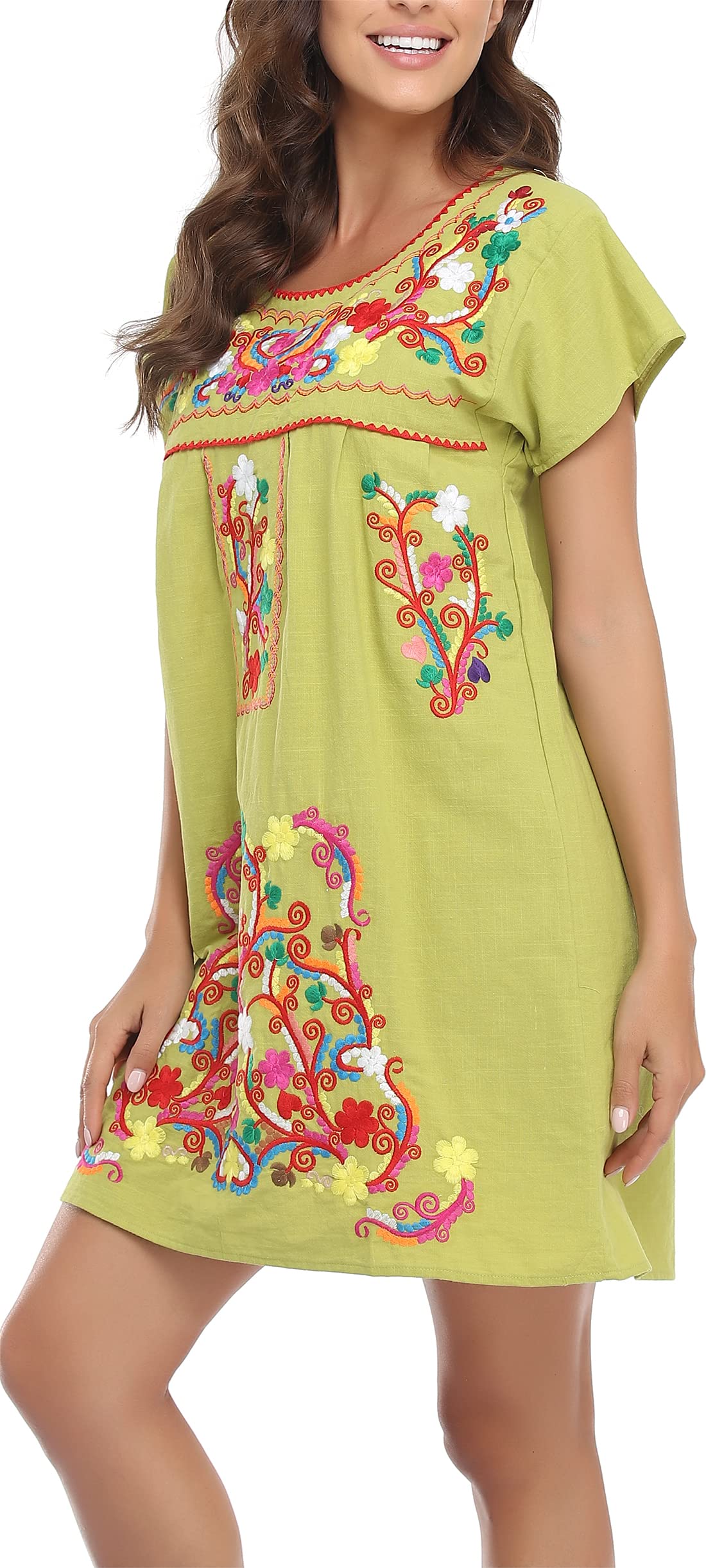 YZXDORWJ Women's Bohemian Embroidered Lace Short Sleeve Maxi Dress - Perfect for Summer Beach, Music Festivals & Boho Chic Outfits