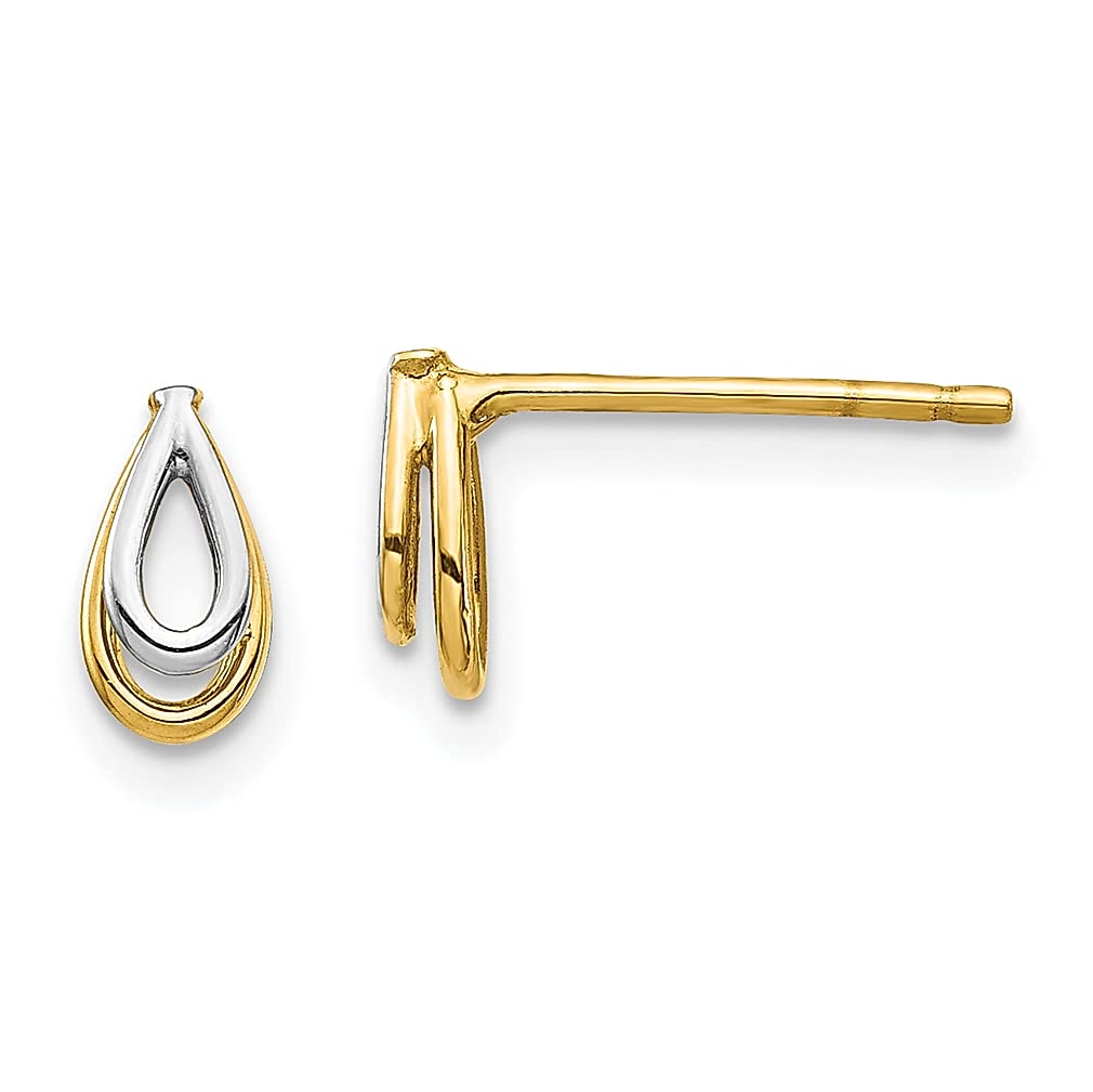 14K Yellow Gold White Tear Drop Dangle Chandelier Post Stud Earrings for Women - Elegant Ball Button Fine Jewelry Gift for Her - Perfect for Weddings, Parties & Special Occasions