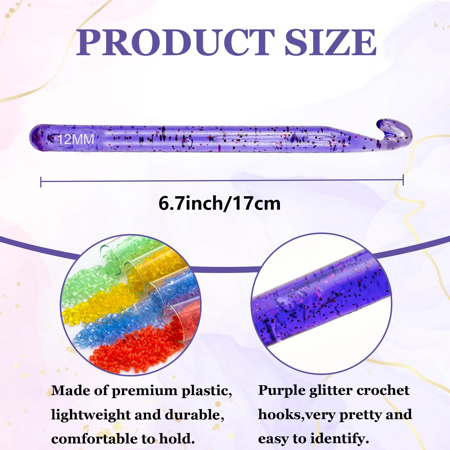 25mm Large Crochet Hook for Chunky Yarn - Ergonomic Plastic Crystal Smooth Crochet Needles for Arthritic Hands - Perfect for DIY Handmade Blankets, Scarves & Home Decor Projects