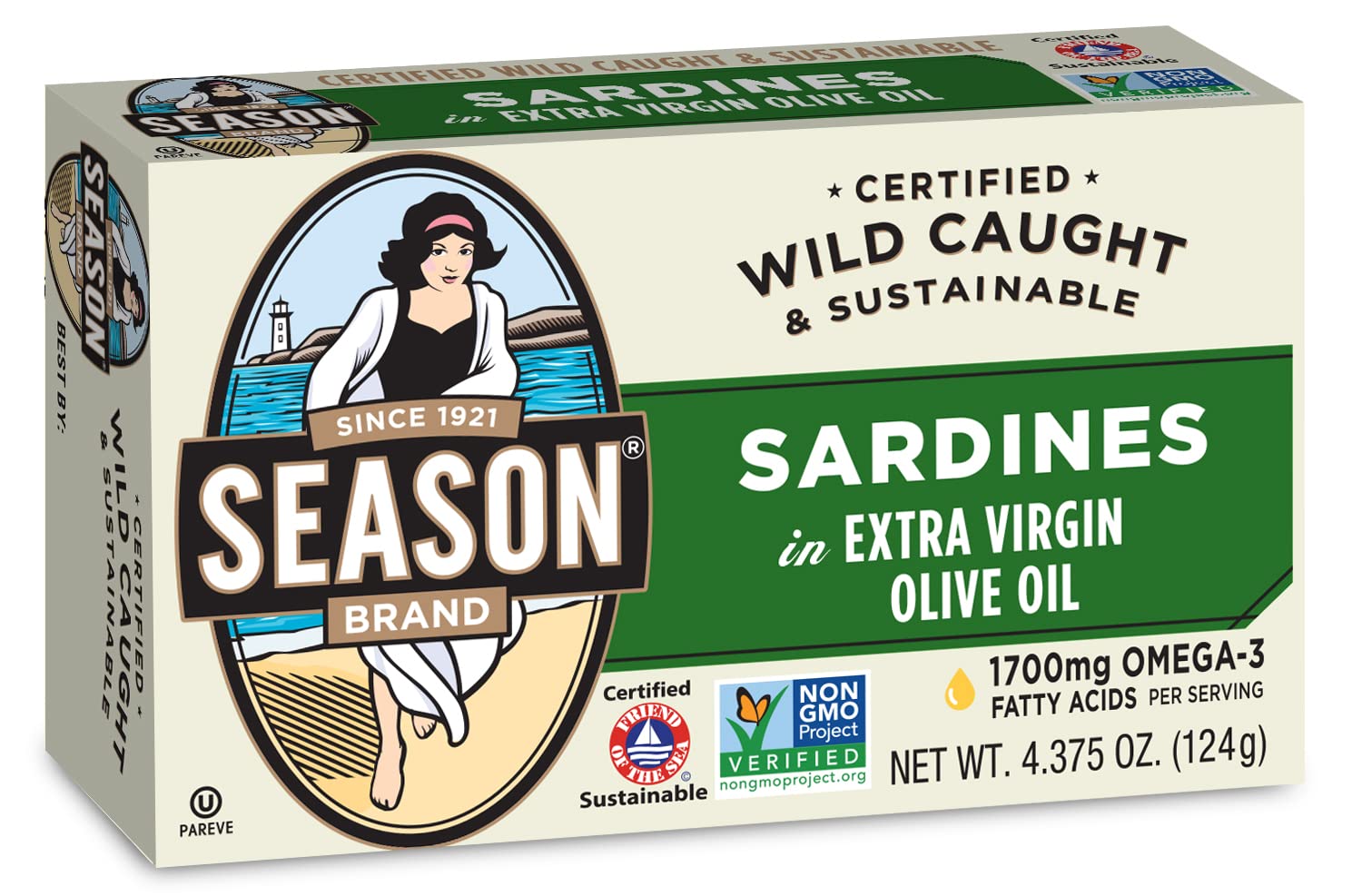 Premium Wild-Caught Sardines in Extra Virgin Olive Oil - High Protein (22g), Kosher, Rich in Omega-3 (More Than Tuna) - 4.37 Oz Cans, Pack of 12 - Perfect for Salads, Pasta & Healthy Snacks