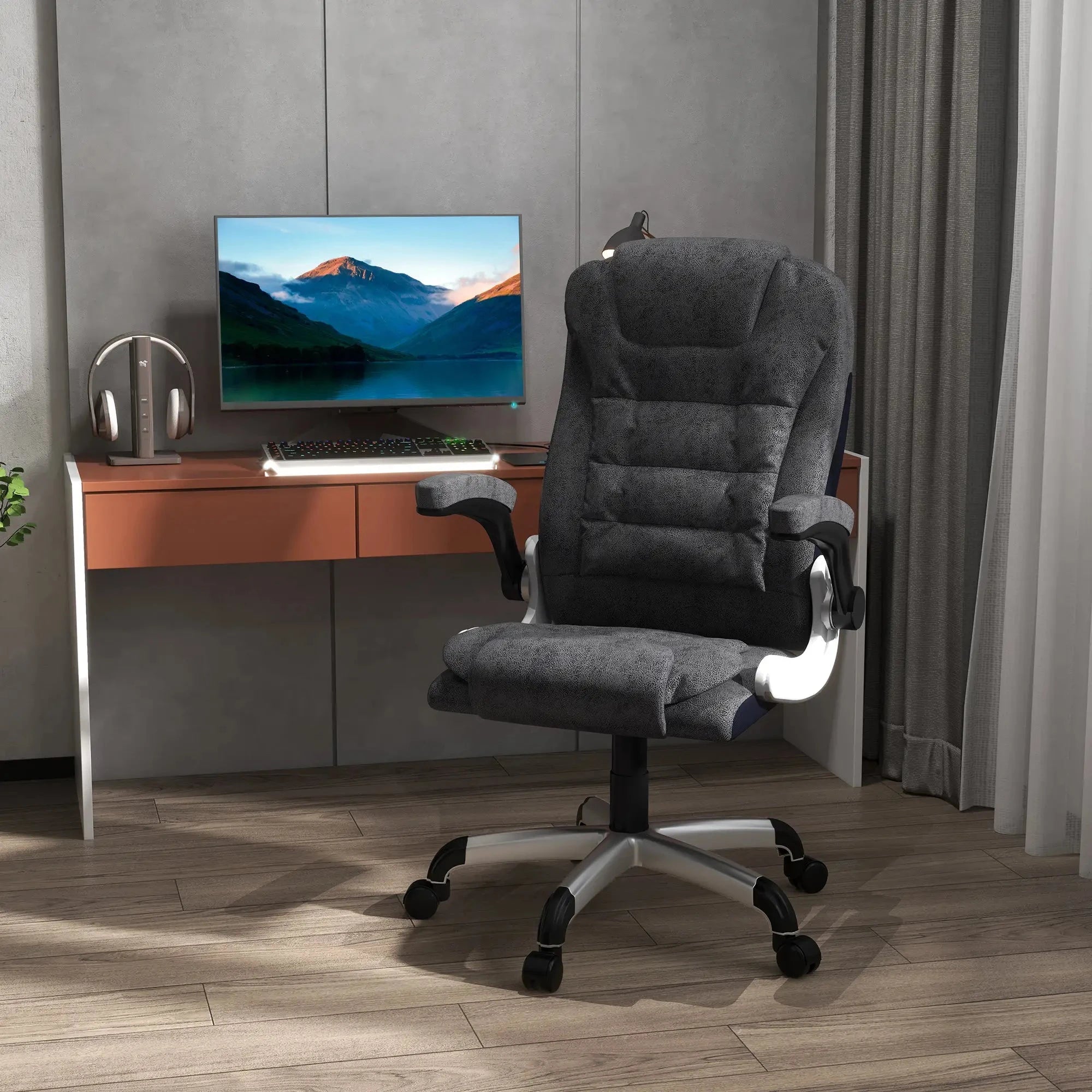 Premium Heavy Duty Microfiber Office Chair - Charcoal Grey - Ergonomic Support for Long Hours, Home & Office Workspace Comfort