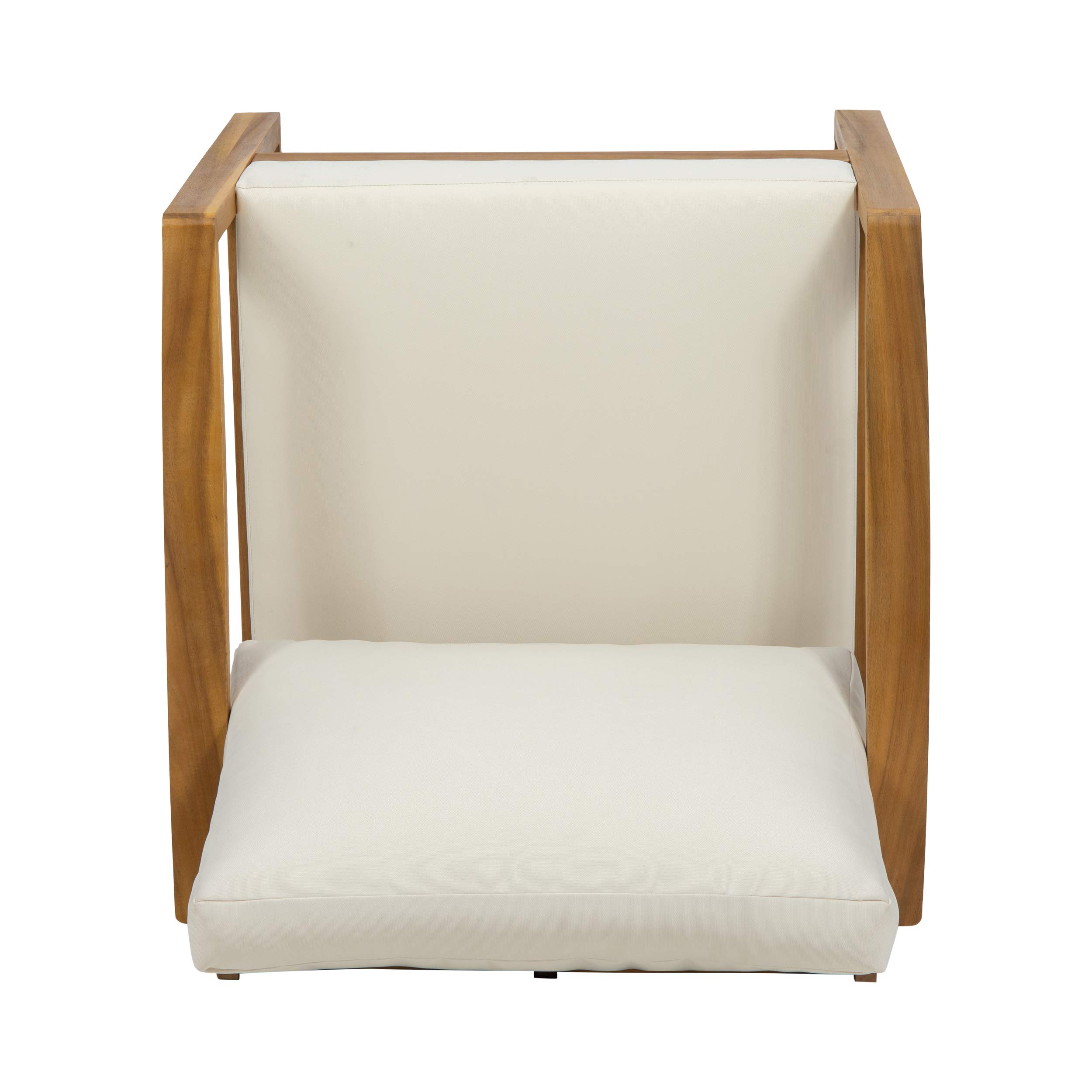 Christopher Knight Home Adolph Outdoor Acacia Wood Club Chairs with Water Resistant Cushions - Teak & Beige Patio Furniture for Garden, Poolside, and Backyard Relaxation
