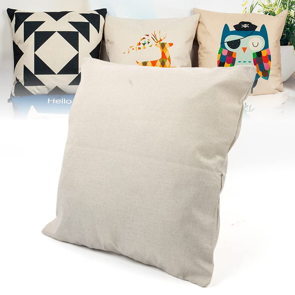 50 Pack Decorative Cotton Linen Throw Pillow Covers - 3D Sublimation Square Cushion Covers with Zipper for Sofa, Bed & Couch - Soft & Stylish Home Decor Accents for Living Room, Bedroom & Dorm