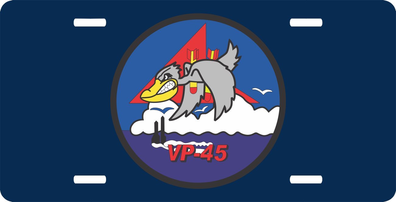 US Navy VP-45 Squadron License Plate - Custom Metal Car Tag for Military Enthusiasts - Perfect for Veterans, Navy Fans & Patriotic Vehicle Decoration