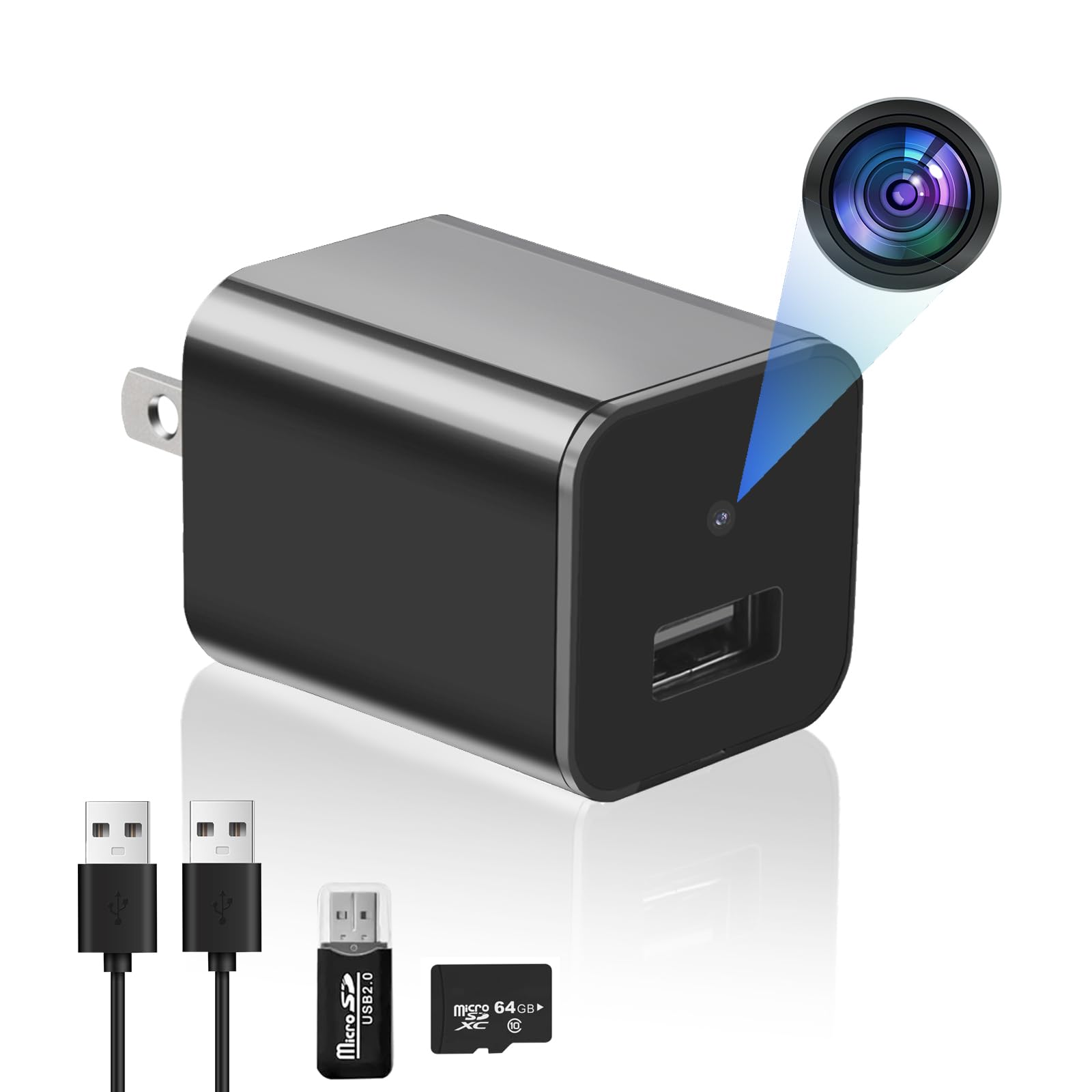 Hidden Camera Spy Charger - 1080P HD Wireless Mini Nanny Cam with Motion Detection for Home Security | Indoor Surveillance, Office Monitoring & Baby Watching