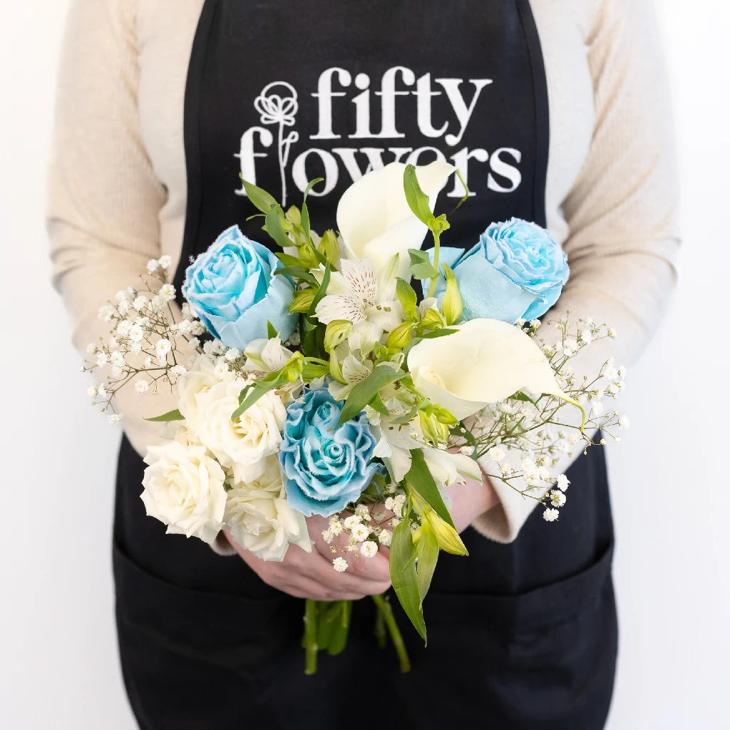 Blue Fuzzy Rose DIY Flower Kit - Handmade Craft Supplies for Home Decor, Wedding Bouquets & Gift Making