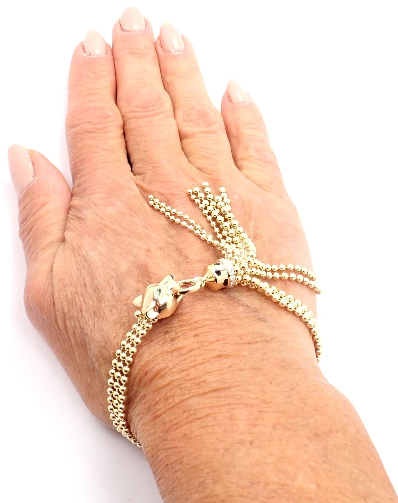 Authentic Cartier Panthere Bracelet 18k Yellow Gold with Diamonds & Tsavorite - Luxury Jewelry for Women, Perfect for Gifts & Special Occasions